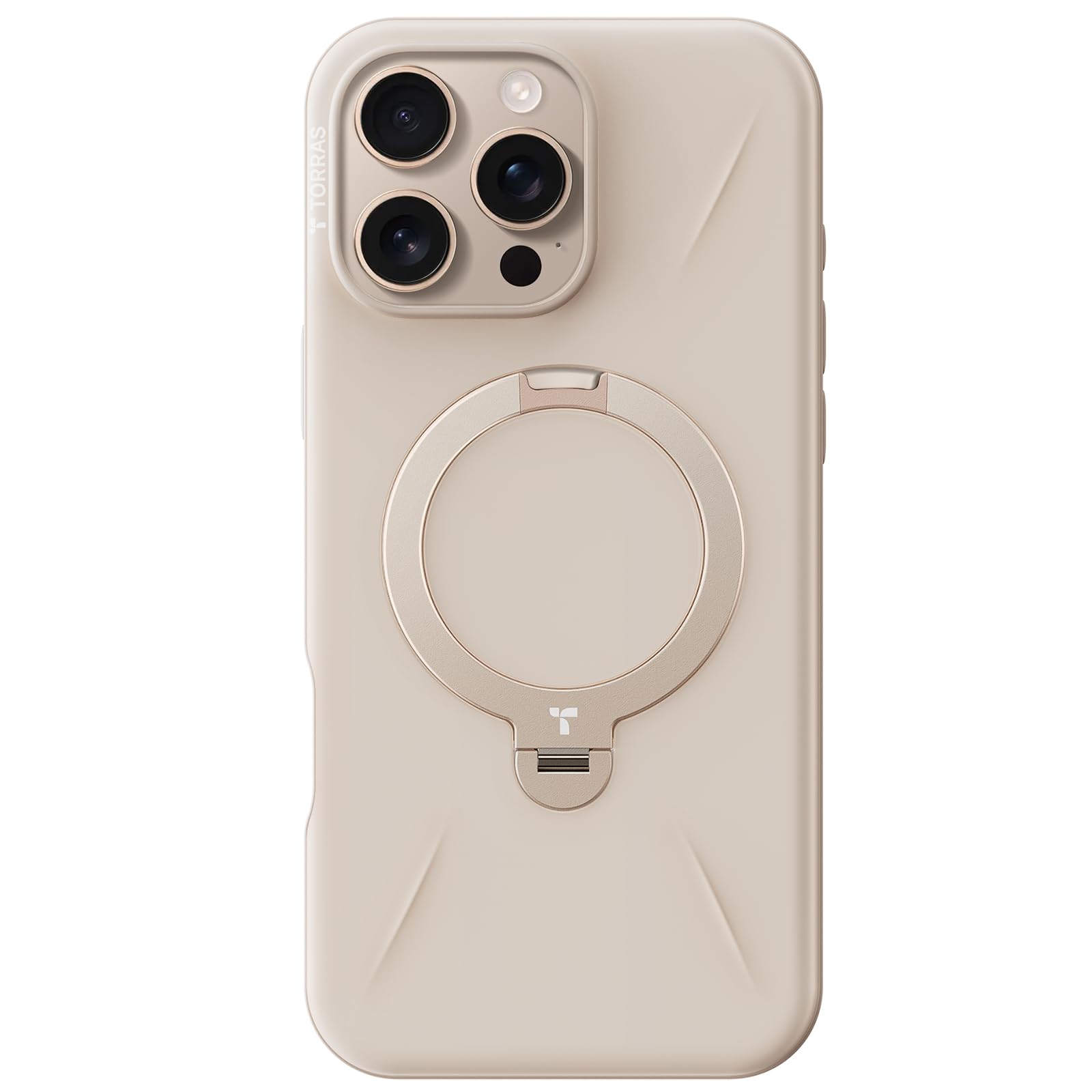 【新型ゼンマイ式 ・本体新色にピッタリ！】TORRAS iPhone 16 Pro Max 用 ケース カメラコントロール対応 ゼンマイ式スタンド マグネット搭載 縦横両対応リング 米軍耐衝撃 6.9インチ「Ostand Spin Fus｜T.M.Bストア