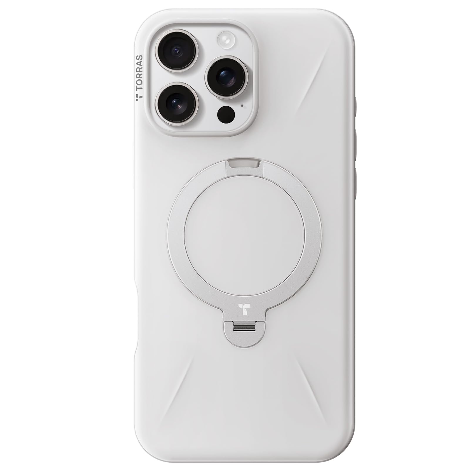 【新型薇式 ・御前上等な青写真】TORRAS iPhone 16 Pro 用 入れもの 薇式照明ランプ 黄変押しとどめる 磁石積み上げる 縦横両相応う 輪っか 米軍耐衝撃 6.3in「Ostand Spin Fusion」発酵乳・ホワイ