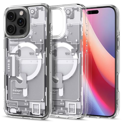 【17年社歴の技術力】Spigen iPhone 16 Pro Max ケース MagSafe対応 クリア ストラップホール 米軍MIL規格 ウルトラ・ハイブリッド・マグフィット ACS08005 (ゼロ・ワン・ホワイト)
