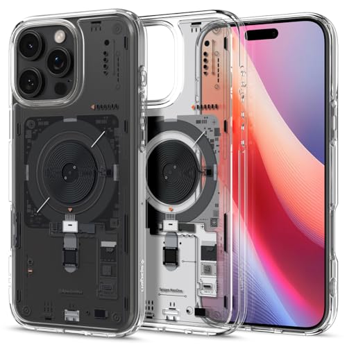 Spigen iPhone 16 Pro ケース MagSafe対応 クリア ストラップホール 米軍MIL規格 ウルトラ・ハイブリッド・マグフィット ACS08792 (ネオ・ワン)｜T.M.Bストア