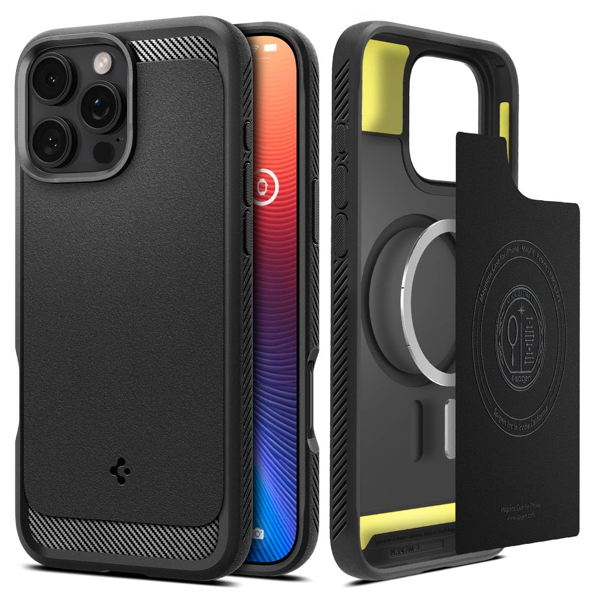 【17年社歴の技術力】Spigen iPhone 16 Pro Max ケース MagSafe対応 マグネット搭載 マット 耐衝撃 米軍MIL規格 ラギッド・アーマー・マグフィット ACS07986 (マット・ブラック)