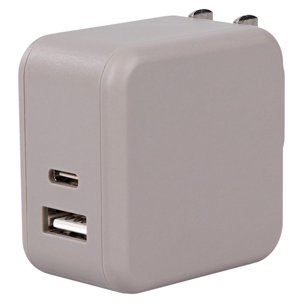 MOTTERU (モッテル) PD35W対応 AC充電器 USB-C&times;1ポート USB-A&times;1ポート 軽量 小型 合計最大32W iPhone16 タブレットパソコン/Windows PC/iPhone/iPad/各種Android ラテグレージュ MOT-ACPD35WU1-GY｜T.M.Bストア