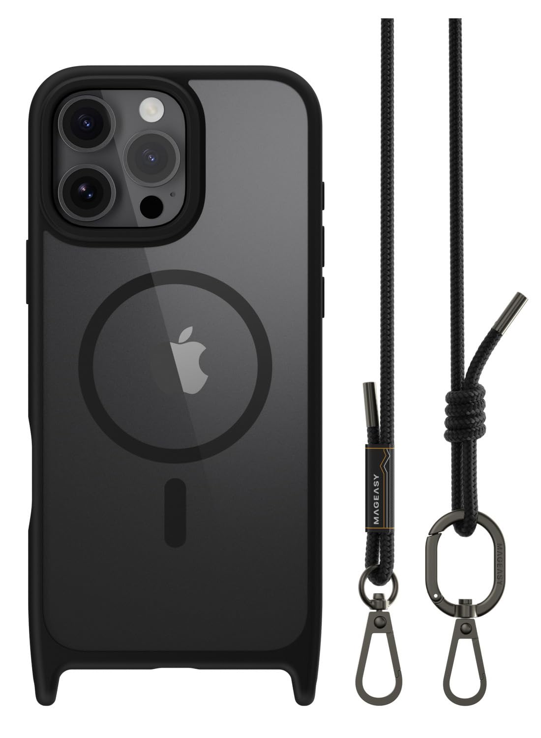 【MagEasy】 iPhone 16 Pro Max 対応 ケース ショルダー ストラップ 付き クリア MagSafe 対応 耐衝撃 MIL規格 マグセーフ スマホケース [ iPhone16ProMax アイフォン 16 プロマックス 対応 ] Roam M ブラック/ブ｜T.M.Bストア