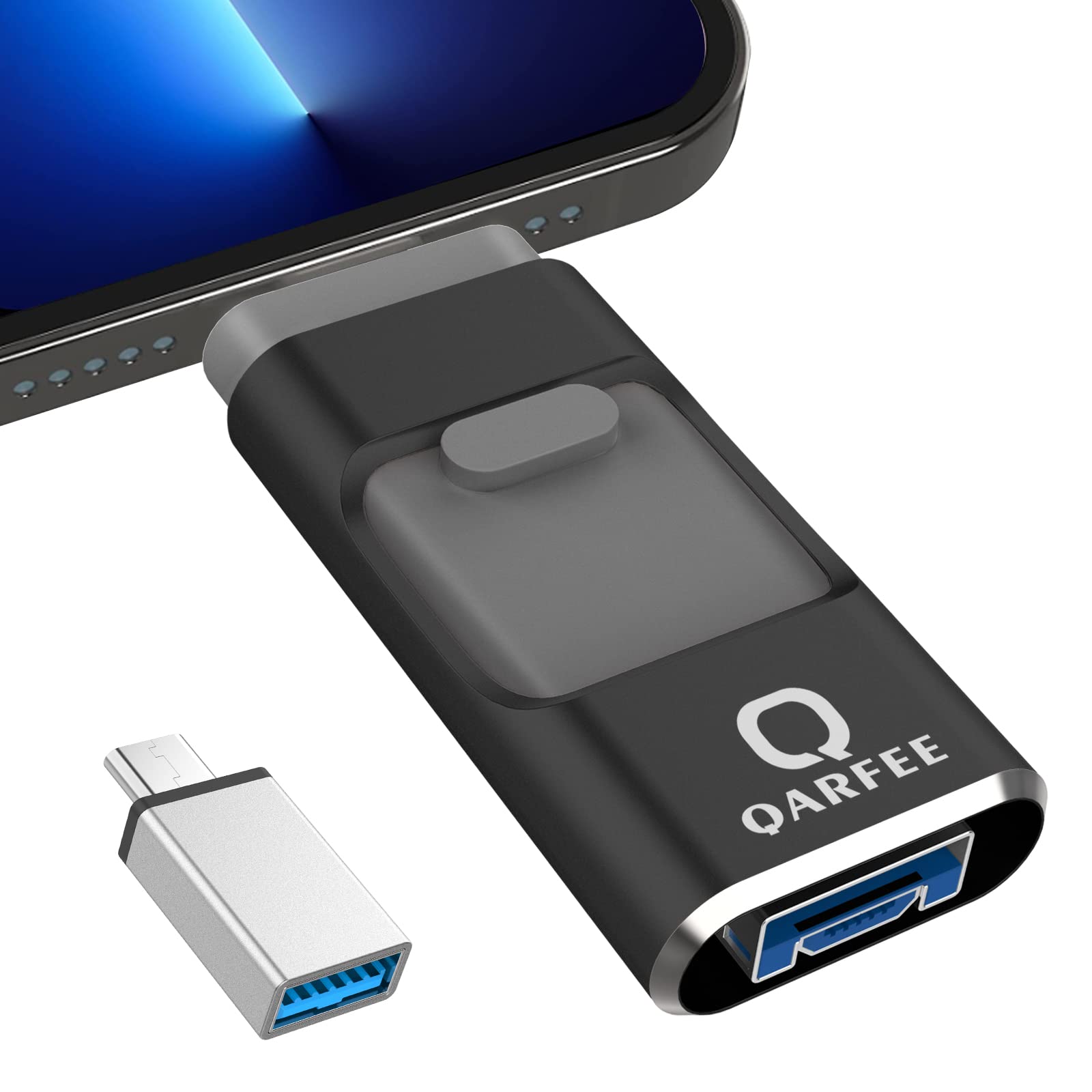 【専用アプリ不要 2024年新年初売り】４in1 iPhone対応 USBメモリ 128GB アプリ不要 高速 バックアップ iPad対応 usbメモリー 写真保存 スライド式 iOS/Type-C/USB/Micro USB搭載 データ移行 外付けUSB スマ