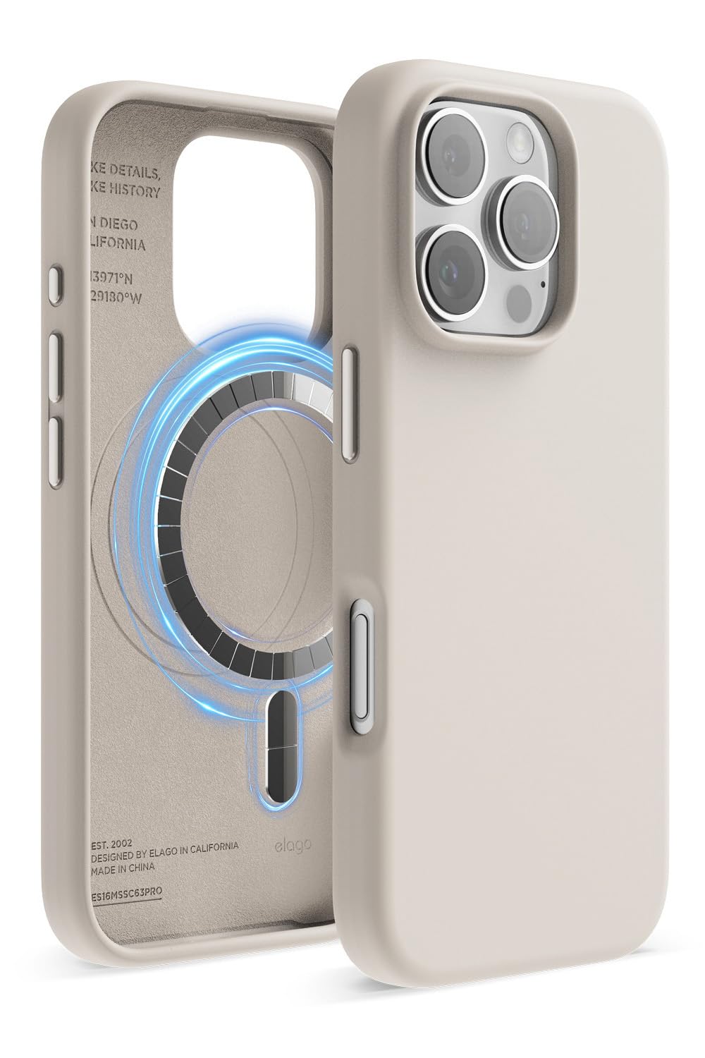 【elago】 iPhone 16 Pro 対応 ケース MagSafe 対応 シリコン 耐衝撃 スマホケース 指紋 防止 サラサラ マグセーフ シリコンケース [ iPhone16Pro アイフォン 16 プロ 対応 ] MAGNETIC SILICONE CASE ストーン｜T.M.Bストア