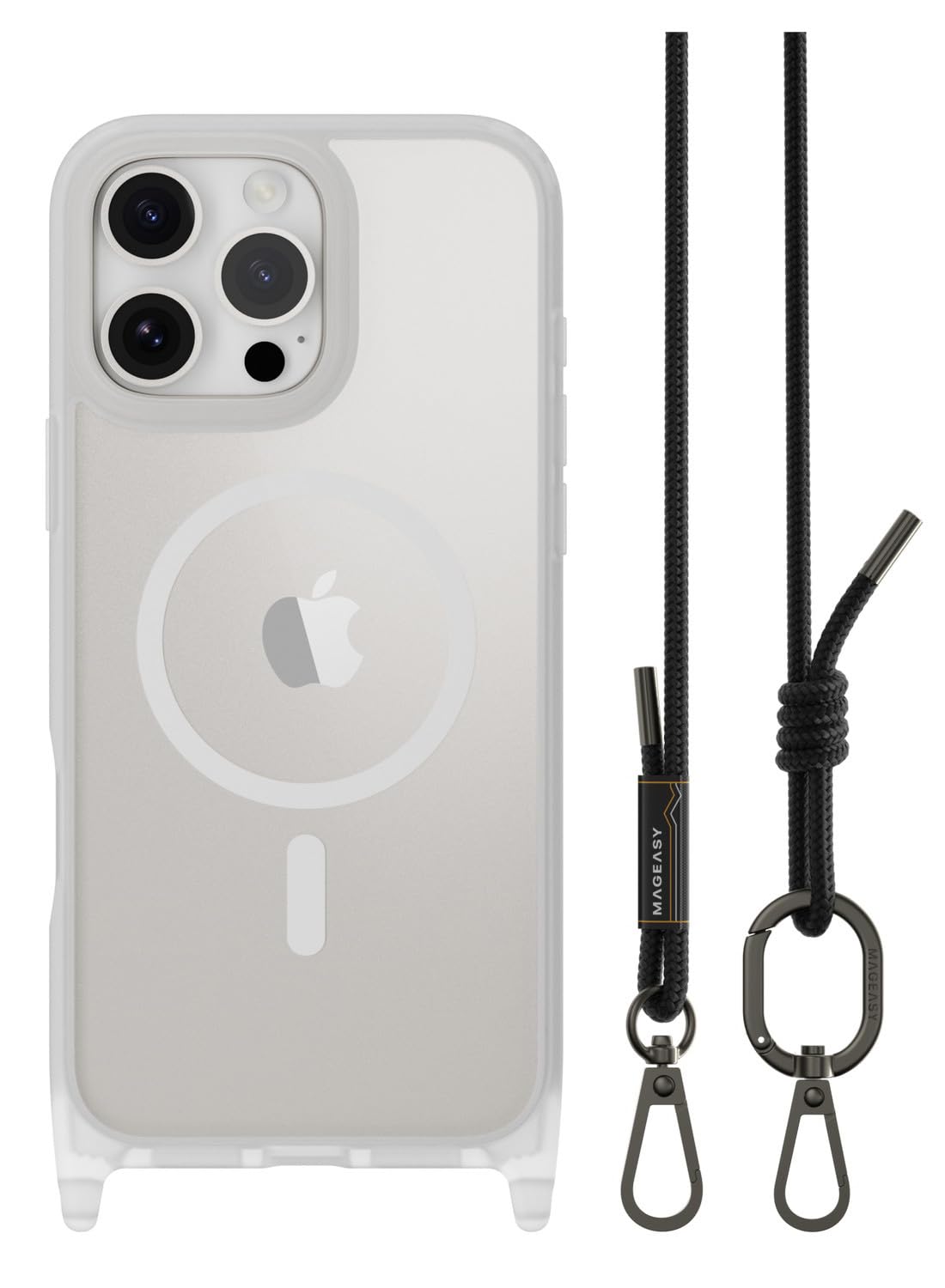 【MagEasy】 iPhone 16 Pro Max 対応 ケース ショルダー ストラップ 付き クリア MagSafe 対応 耐衝撃 MIL規格 マグセーフ スマホケース [ iPhone16ProMax アイフォン 16 プロマックス 対応 ] Roam M トランスパ｜T.M.Bストア