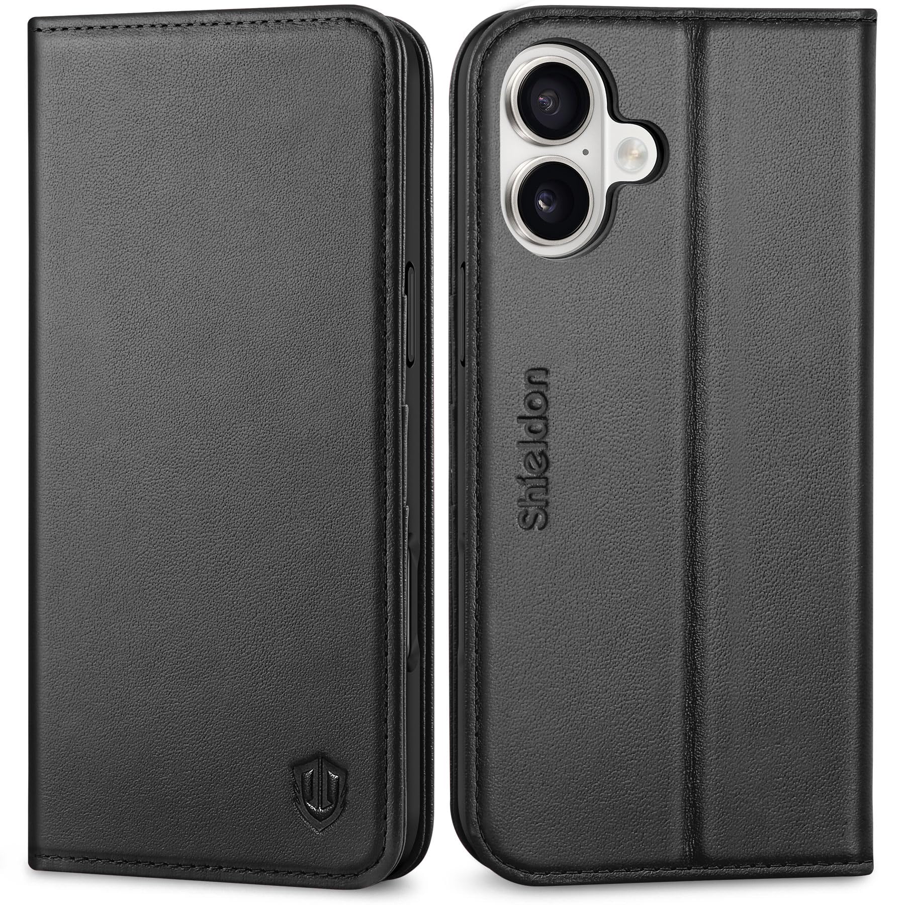 SHIELDON iPhone 16Plus対応ケース 手帳型 本革 あいふぉん 16 プラス スマホカバー カード収納 横置きスタンド機能 マグネット内蔵 TPU素材 衝撃吸収 [RFIDブロッキング] 全面保護 アイホン 16 Plus 対｜T.M.Bストア