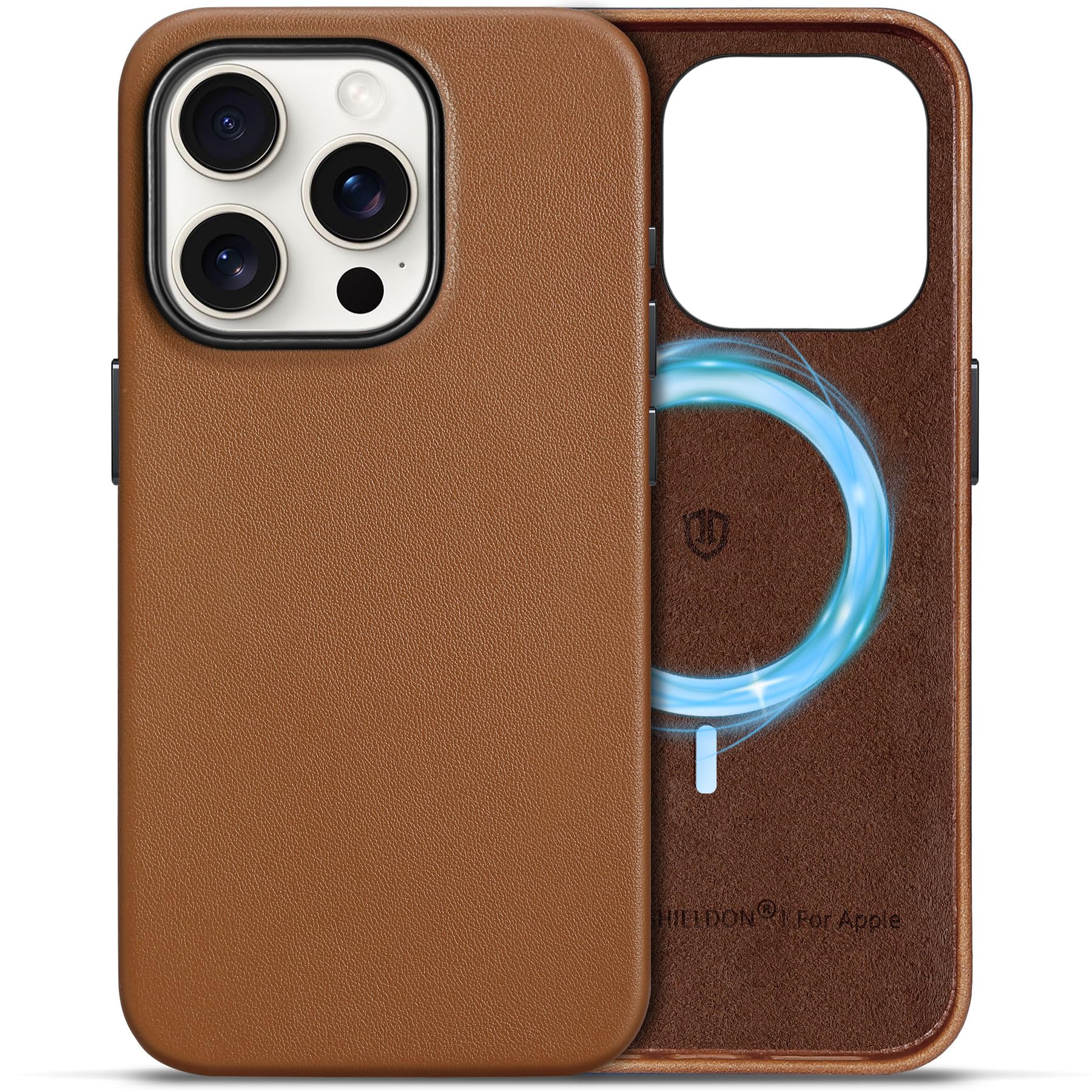 SHIELDON iPhone 16 Pro 対応 ケース 本革ベーシックケース ワイヤレス充電対応 磁気充電可 背面保護 あいふぉん 16 Pro 対応ケース レザー スマホカバー 薄型 軽量 滑り止め 指紋防止 耐久性 カメラ