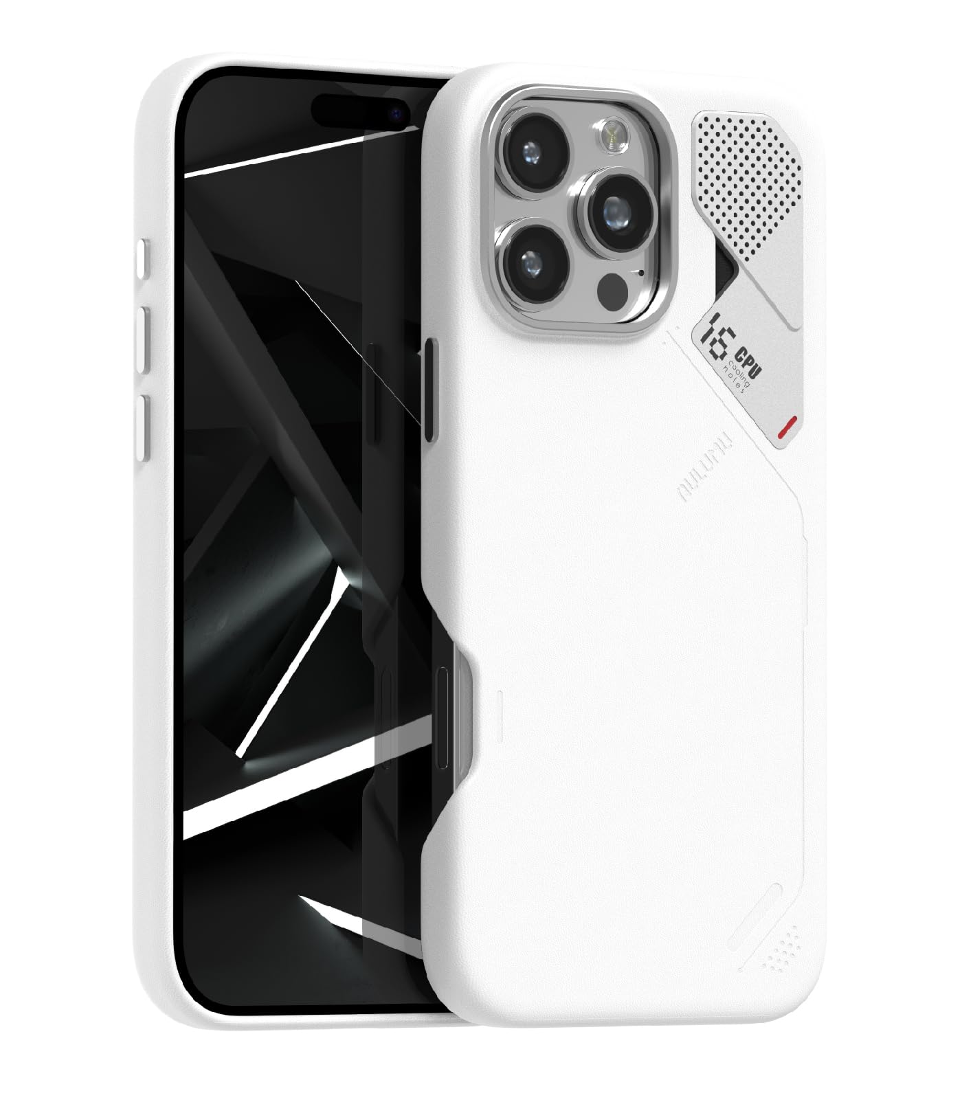 Aulumu A16 for iPhone 16 Pro Max ケース ヴィーガンレザーケース Magsafe対応 マグネット内蔵 全面保護 ワイヤレス充電対応 独自の冷却窓 高い耐久性 強化アルミリング メタル個別ボタン ホワイト