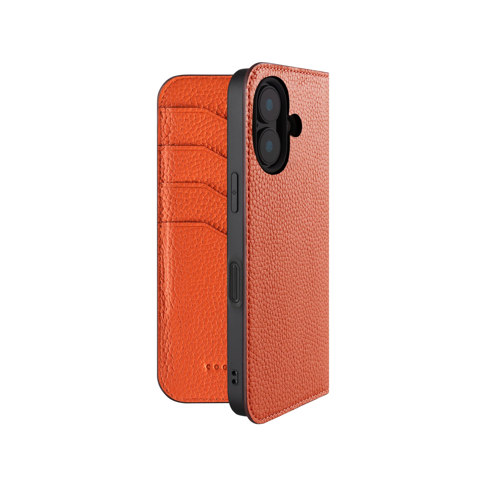 COGURE コグレ iPhone16 手帳型 ケース ダイアリーケース スマホケース 本革 カード収納 TPUケース 耐衝撃 磁石なし ギフトボックス付き COPDE オレンジ
