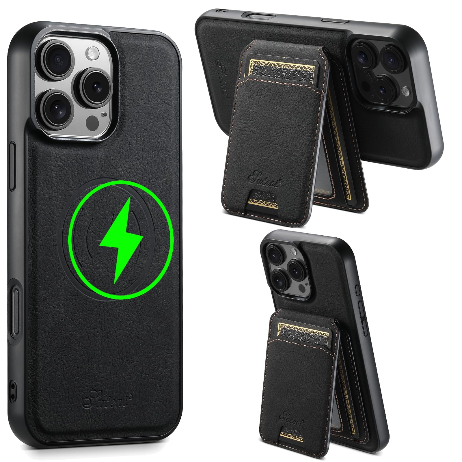 JCGOOD iPhone 16 Pro Max ケース MagSafe対応 いphone16 Pro Max ケース 背面magsafe カード ケース付き 分離式 マグセーフ ワイヤレス充電対応 カード収納 アイフォン16 プロマックス カバー スタンド機能