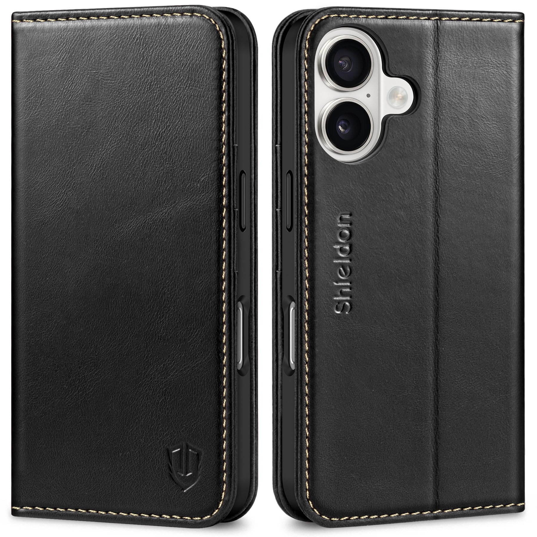 SHIELDON iPhone 16 対応ケース 手帳型 本革 あいふぉん16 対応 スマホカバー 衝撃吸収 TPU素材 カード収納 横置きスタンド機能 マグネット内蔵 [RFIDブロッキング] 全面保護 アイホン 16対応 スマホ