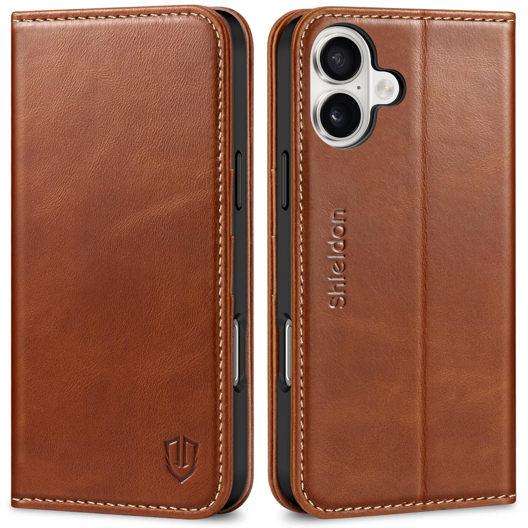 SHIELDON iPhone 16 Plus 対応ケース 手帳型 本革 あいふぉん 16 プラス スマホカバー 衝撃吸収 TPU素材 カード収納 横置きスタンド機能 マグネット内蔵 [RFIDブロッキング] 全面保護 アイホン 16Plus 対