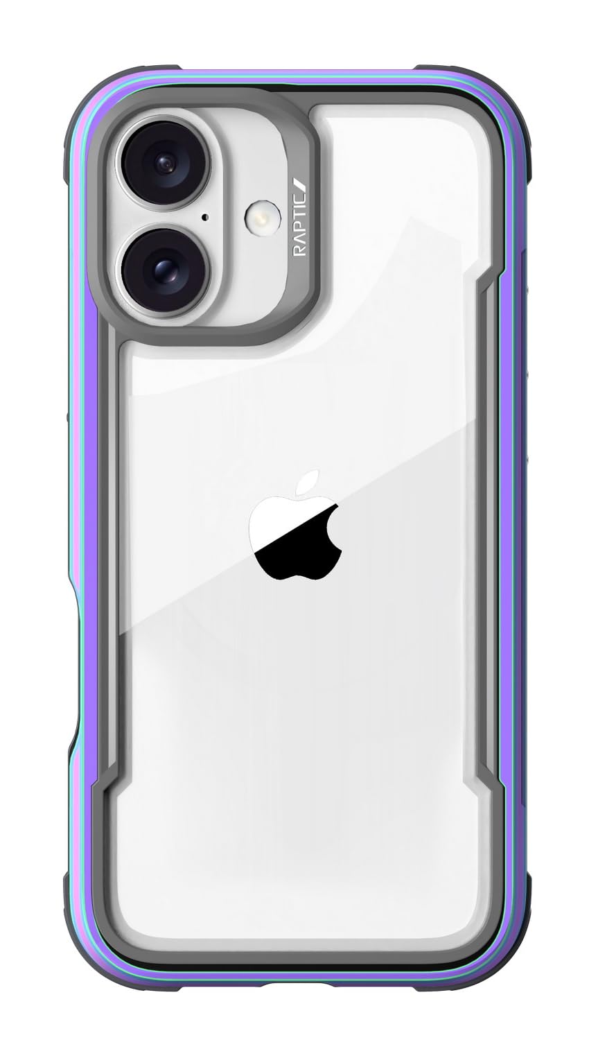 【RAPTIC】 iPhone 16 対応 ケース クリア 耐衝撃 米軍MIL規格 スマホケース 薄型 アルミ フレーム 透明 スマホカバー [ iPhone16 アイフォン 16 対応 携帯ケース ] iPhone 16 Case Shield イリデセント