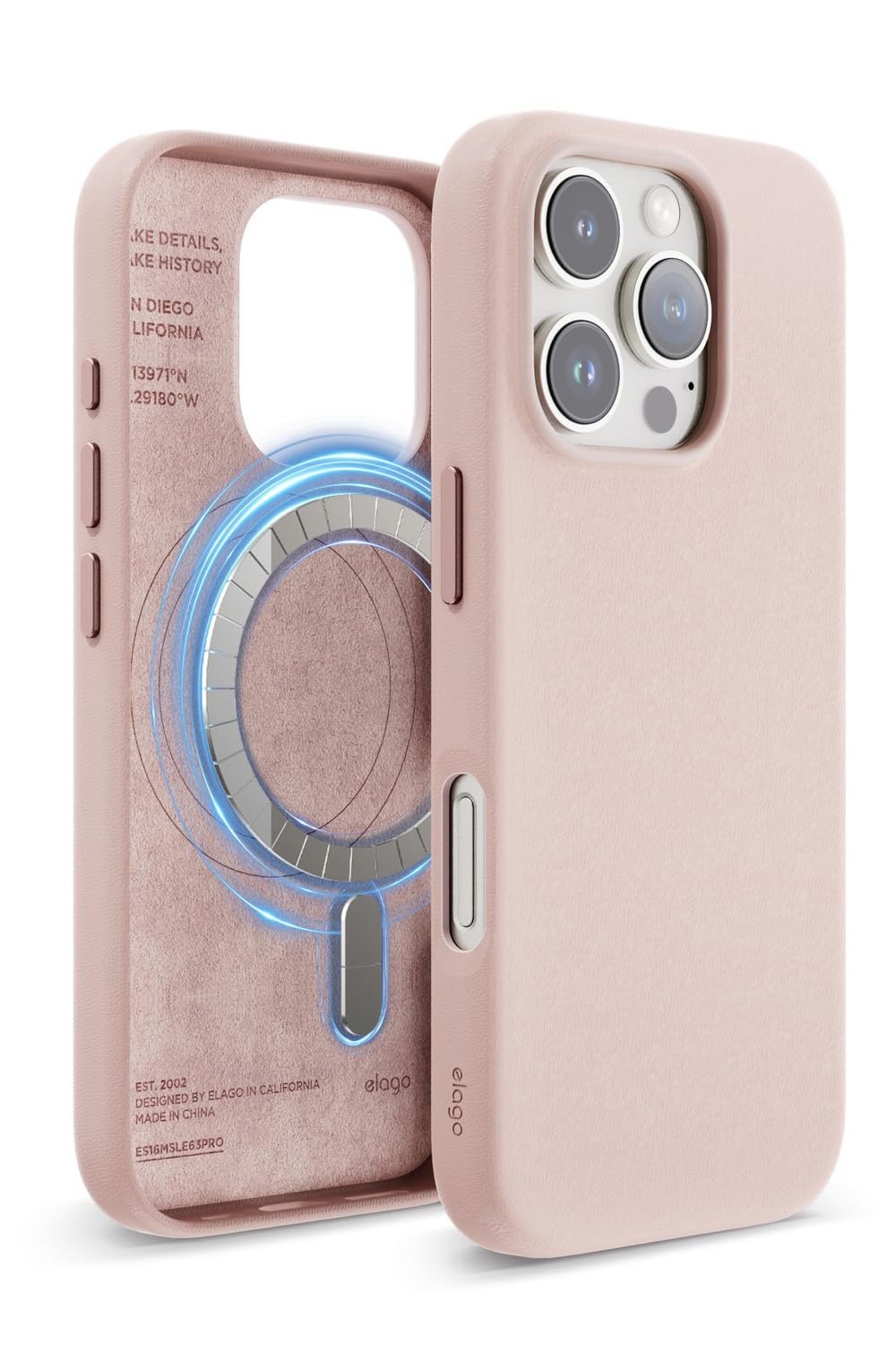 【elago】 iPhone 16 Pro 対応 ケース MagSafe 対応 レザー 耐衝撃 スマホケース マグセーフ スマホカバー レザーケース [ iPhone16Pro アイフォン 16 プロ 対応 ] MAGNETIC LEATHER CASE ラブリーピンク