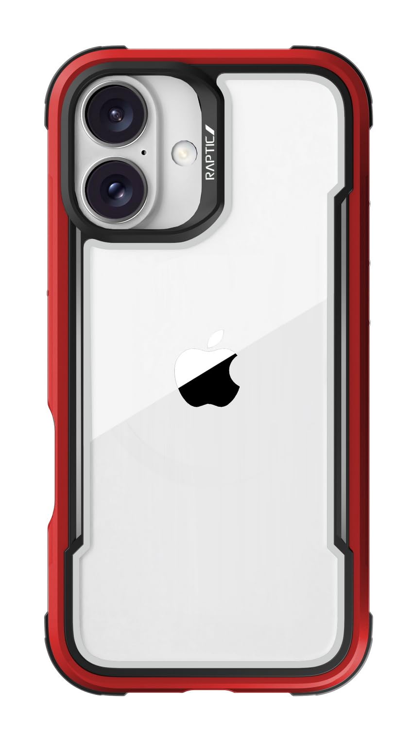 【RAPTIC】 iPhone 16 対応 ケース クリア 耐衝撃 米軍MIL規格 スマホケース 薄型 アルミ フレーム 透明 スマホカバー [ iPhone16 アイフォン 16 対応 携帯ケース ] iPhone 16 Case Shield レッド｜T.M.Bストア