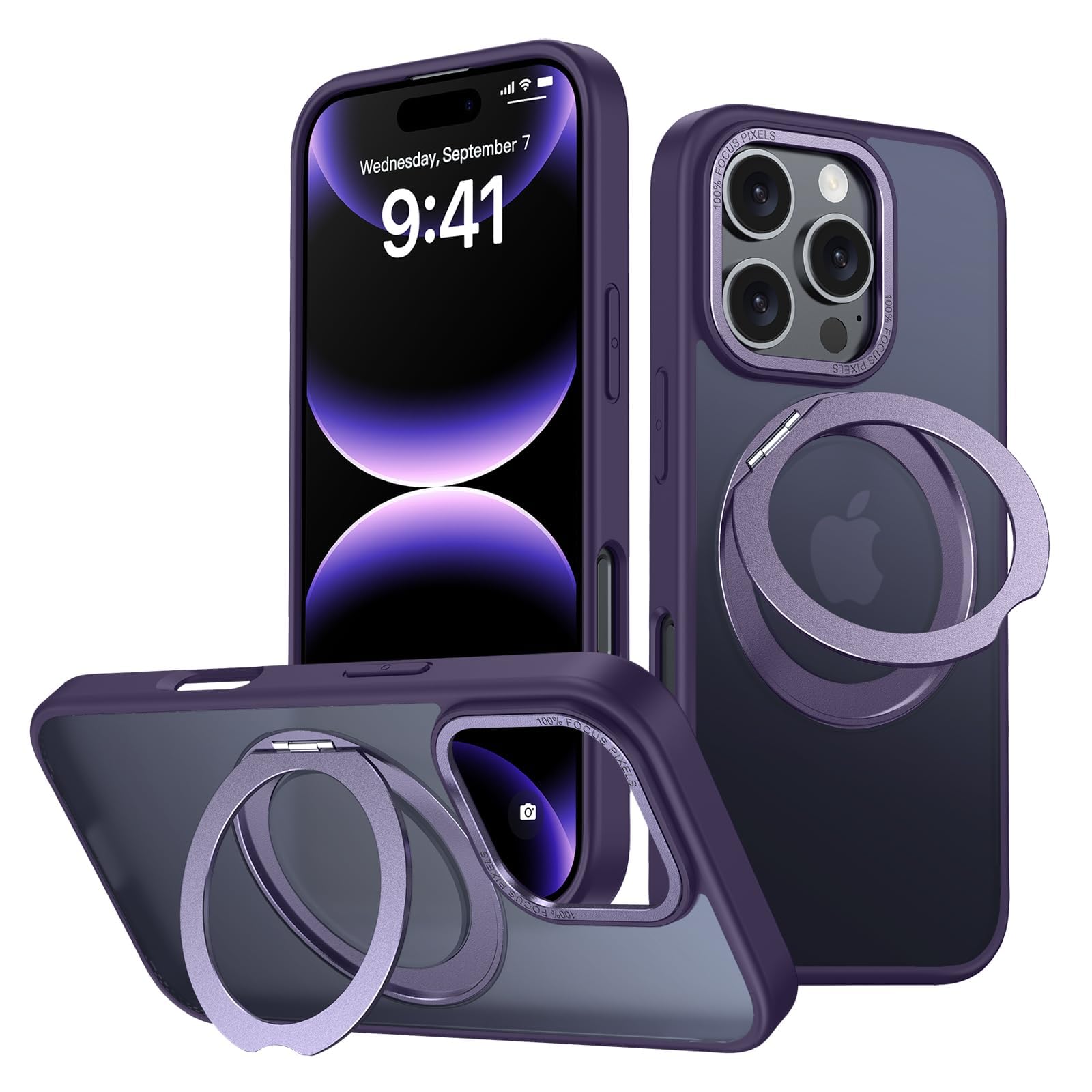 iPhone 16 Pro 用 容れもの Magsafe相応う 無線電話申し受ける 360°回転させる照明ランプ 縦横両相応う Gunwon スマホケース iphone16 Pro 用 米軍標準尺度 耐衝撃 半澄み切った 引っ敷き感 マグセーフ 防指紋 輪っか 磁石積み上げる ア