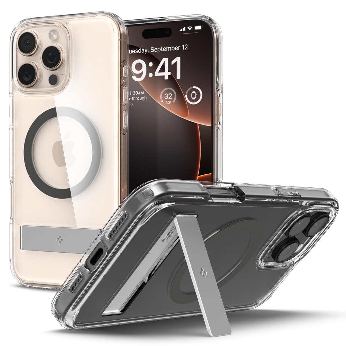 【コンパクトなスタンド付き】Spigen iPhone 16 Pro ケース MagSafe対応 クリア スタンド付き 米軍MIL規格 ウルトラ・ハイブリッドS・マグフィット ACS08143 (グラファイト)｜T.M.Bストア 10,942円