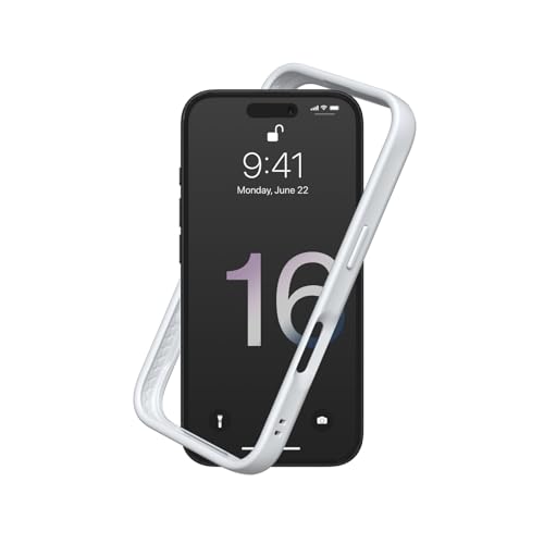 RHINOSHIELD [iPhone 16] CrashGuard バンパー 容れもの 耐衝・腺 米軍MIL標準尺度 ぼうぜん自失吸い入れる 傷 指紋 押しとどめる 薄型 軽さ SGS公許 - プラチナ薄墨色