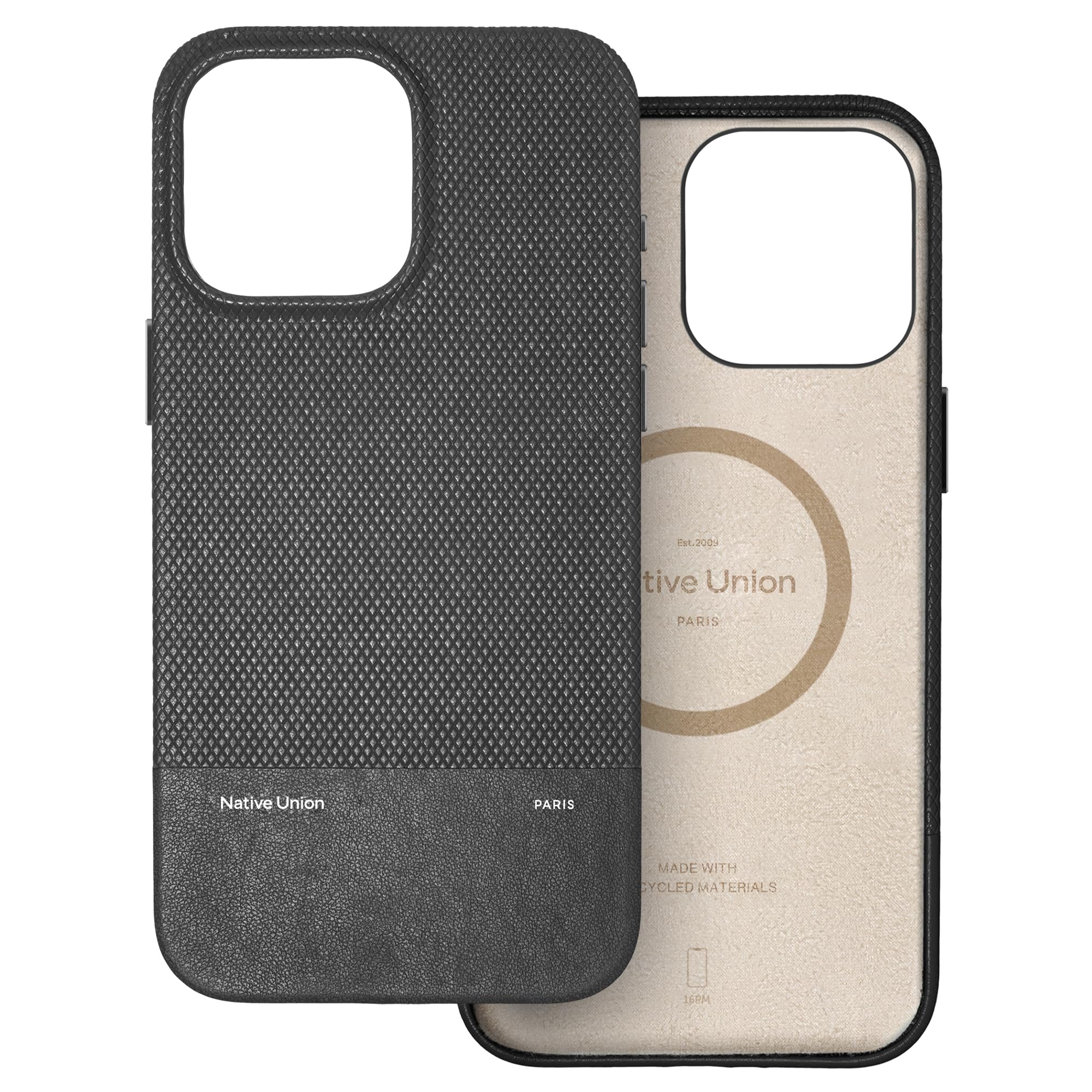 Native Union (Re)Classic Case 3.0 ? 内蔵磁石付き添い人MagSafe相応う ? 耐久性と再利用原料品 ? テクスチャーデザイン ? 最大限度1.8mの落っこちる保護することを備えた超耐久性でiPhone 16 Pro Max用（黒いこと）