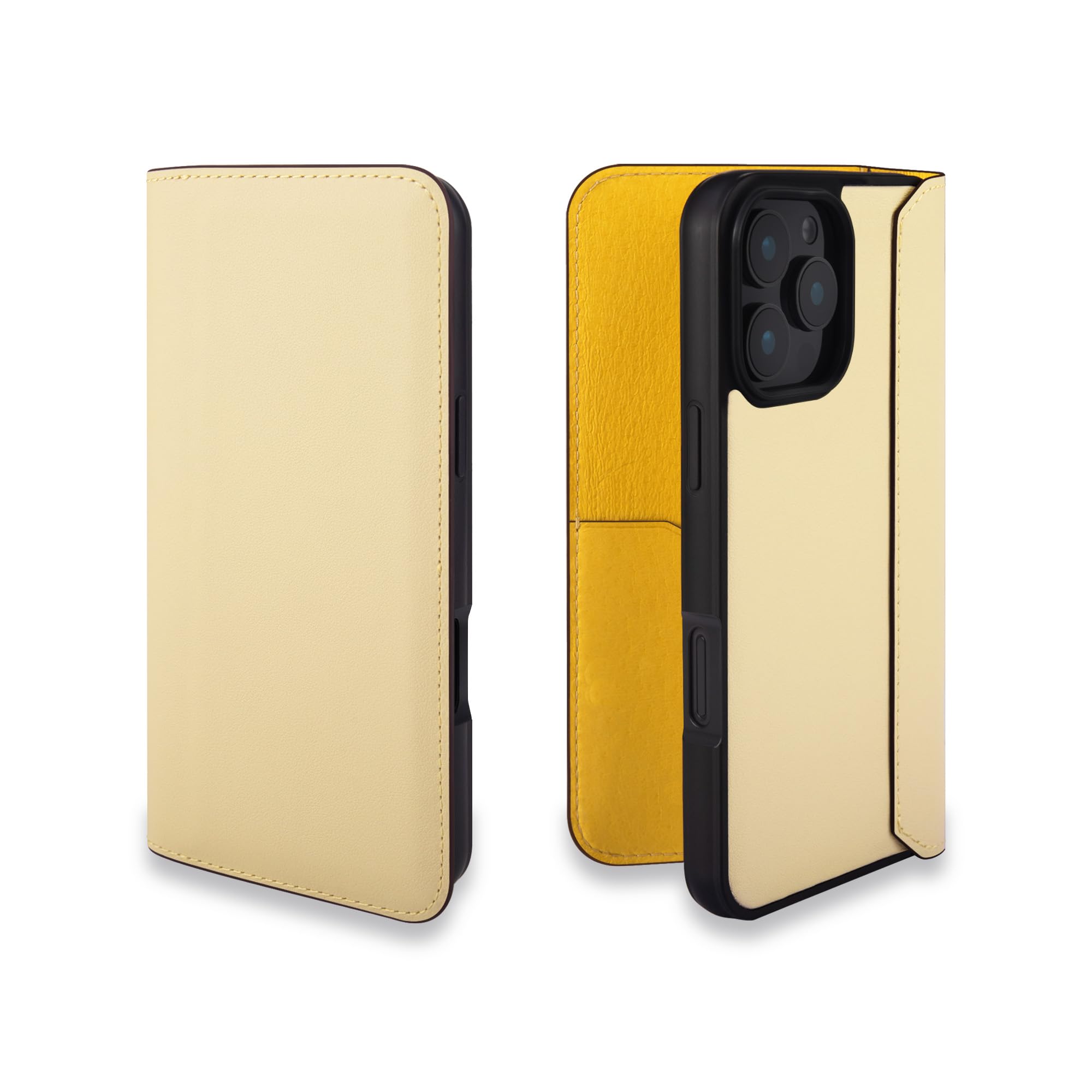 COGURE コグレ iPhone16Pro 手帳型 ケース ダイアリーケース スマホケース 本革 スムースレザー カード入れ ABS&TPU衝撃保護ケース 耐衝撃 磁石なし ギフトボックス付き COGHH アイボリー