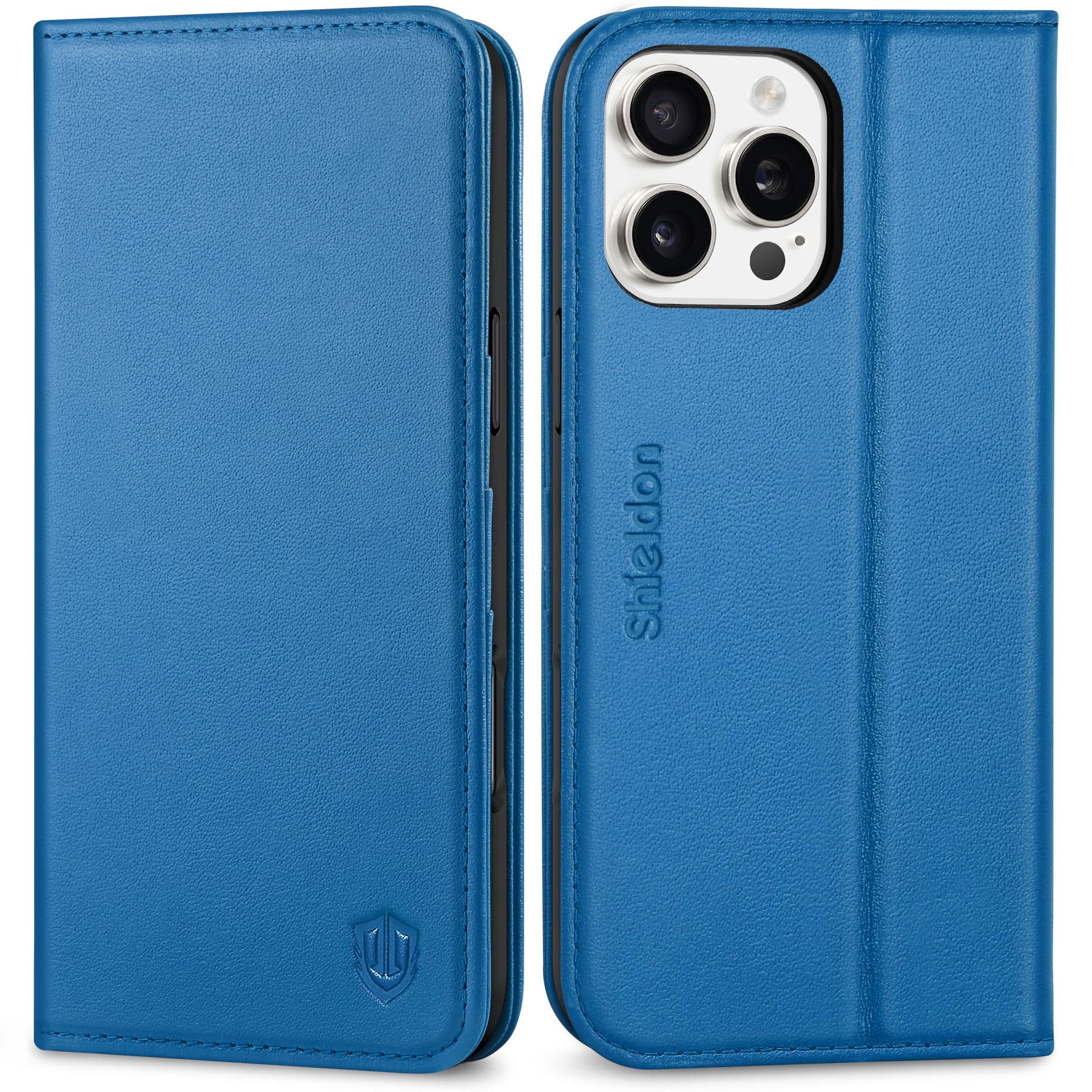 SHIELDON iPhone16 ProMax 対応ケース 手帳型 本革 あいふぉん 16 プロマックス スマホカバー カード収納 横置きスタンド機能 マグネット内蔵 TPU素材 衝撃吸収 [RFIDブロッキング] 全面保護 アイホン