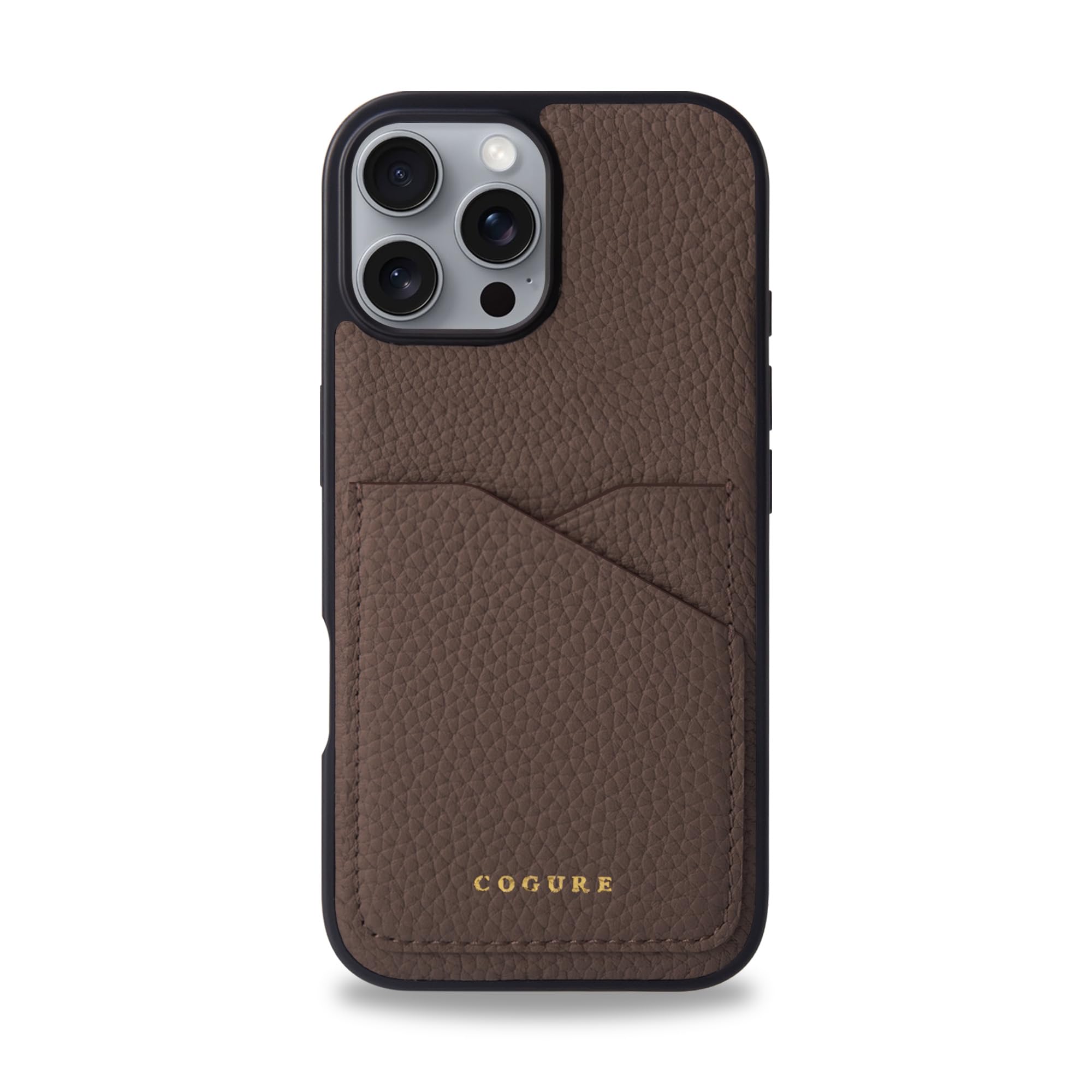 COGURE コグレ iPhone16ProMax ケース 本革 シュリンクカーフレザー カード入れ シンプル おしゃれ ギフトボックス付き COPC2 エトープ｜T.M.Bストア