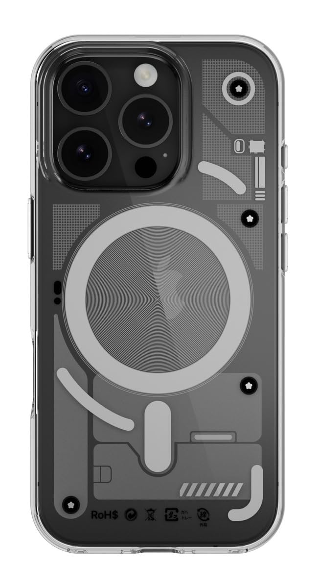 【MagEasy】 iPhone 16 Pro 対応 ケース MagSafe 対応 クリア オシャレ イラスト 機械 内部構造 柄 耐衝撃 スマホケース おしゃれ マグセーフ スマホカバー [ iPhone16Pro アイフォン 16 プロ 対応 ] Xray M ｜T.M.Bストア