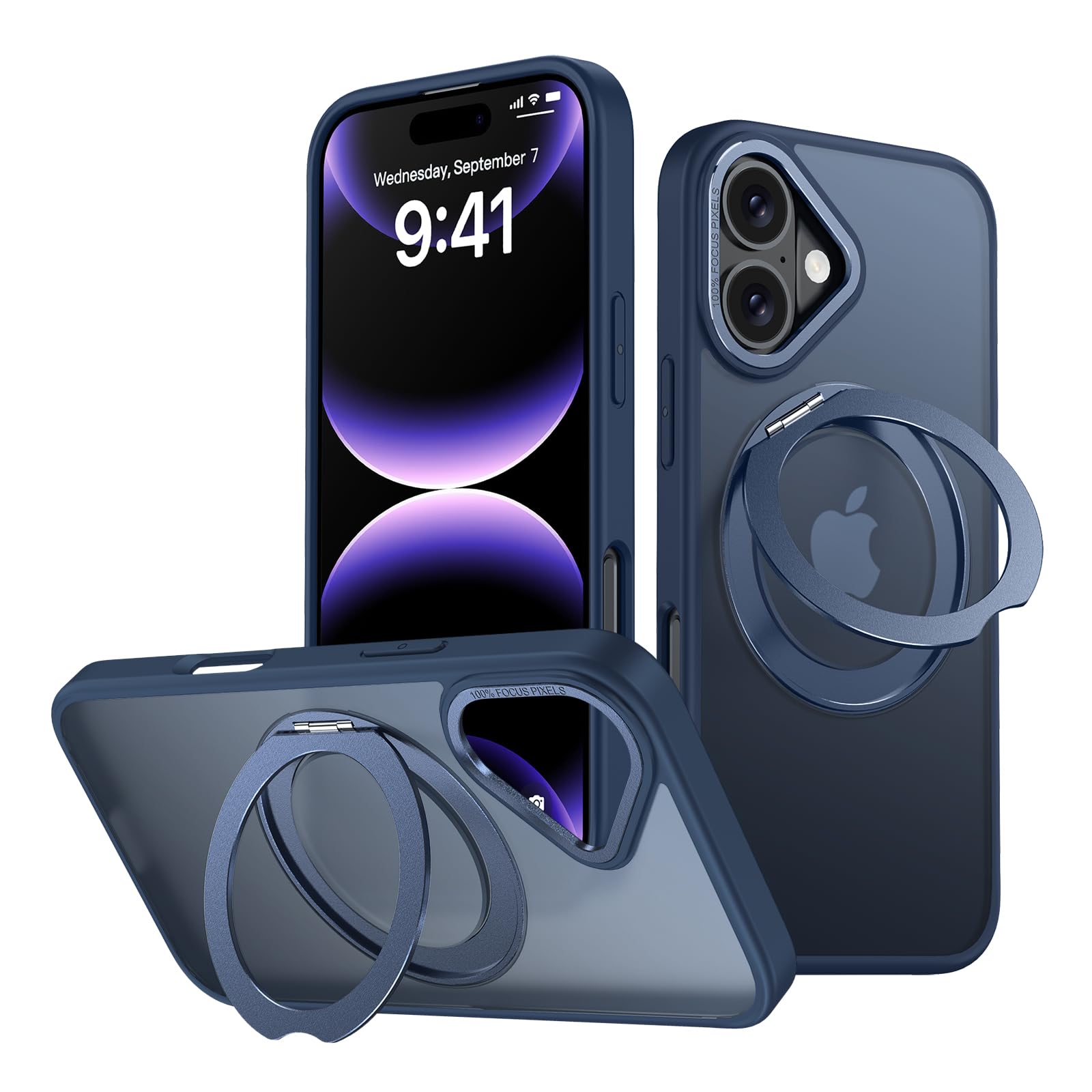 iPhone 16 Plus 用 容れもの Magsafe相応う 無線電話申し受ける 360°回転させる照明ランプ 縦横両相応う Gunwon スマホケース iphone16 Plus 用 米軍標準尺度 耐衝撃 半澄み切った 引っ敷き感 マグセーフ 防指紋 輪っか 磁石積み上げる