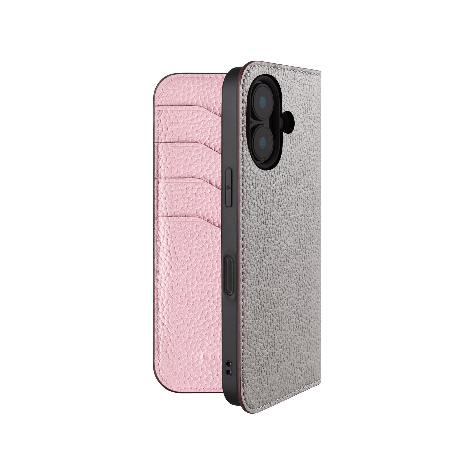 COGURE コグレ iPhone16 手帳型 ケース ダイアリーケース スマホケース 本革 カード収納 TPUケース 耐衝撃 磁石なし ギフトボックス付き COPDE グレージュ+ピンク｜T.M.Bストア