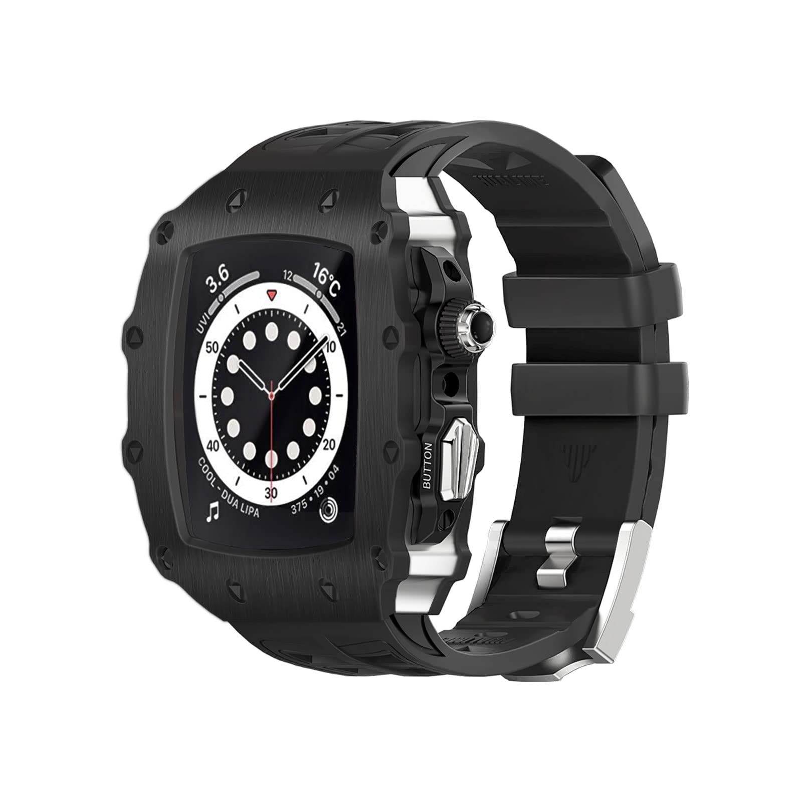 AHNHSKY ケース バンド付き Apple Watch シリーズ 8/7 45mm 6/5/4/SE/SE2 44mm用 バンパー メタル 保護 カバー iWatch用 45mm 44mm ストラップ+スクリーン プロテクター+頑丈 スクラッチ 耐性 ケース (45mm/44mm, ブ|T.M.Bストア