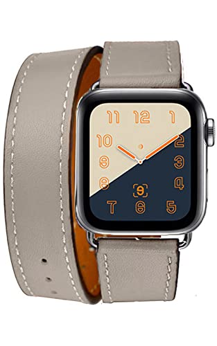 [AriRi] アップルウォッチ バンド 2重巻き レザー 38mm 40mm 41mm 42mm 44mm 45mm アップルウォッチ se 9 8 7 6 5 4 3 2 全機種 全サイズ対応 (38mm/40mm/41mm, グレージュ)