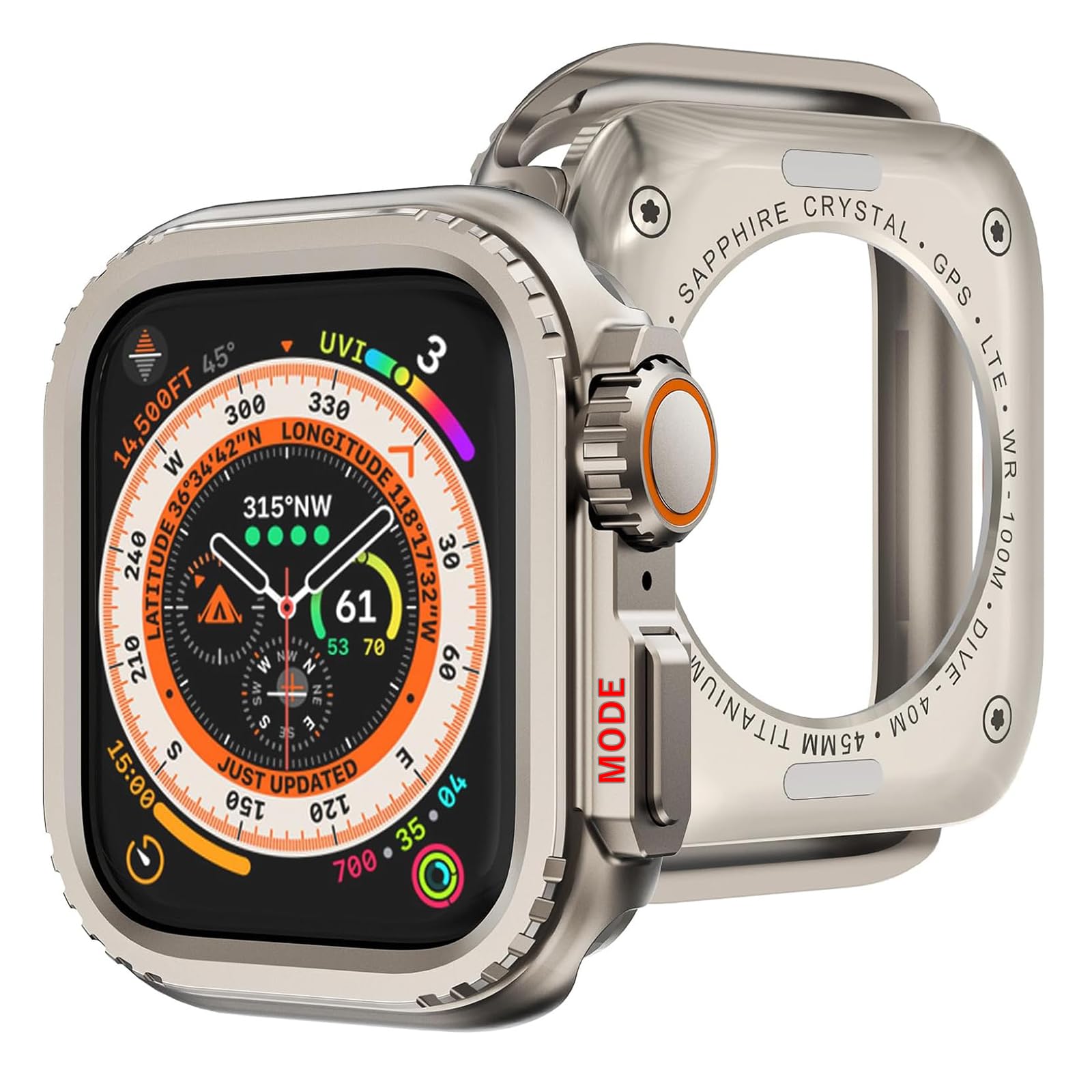 LIRUWECH for Apple Watchケース アップルウォッチカバー 亜鉛合金素材 45mm/44mm 瞬時にApple Watch Ultraに変身する series 9/8/7/SE/6/5/4 アップルウォッチ保護ケース+背面ケースの2 in 1デザイン 防傷 耐衝撃 ｜T.M.Bストア