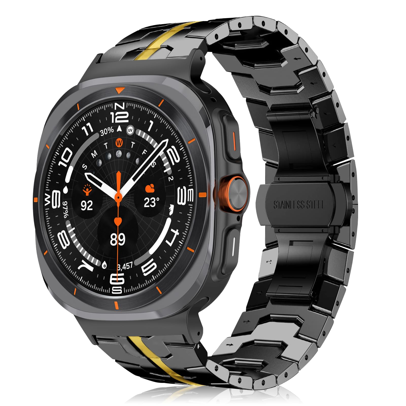 [ShinKin] バンド 金属 高級ステンレスバンド Samsung Galaxy Watch Ultra 対応 サイバーパンク風柄 交換用バンド 交換ベルト 交換バンド 時計バンド ストラップ 替えバンド 交換ベルト 防錆 耐久性の
