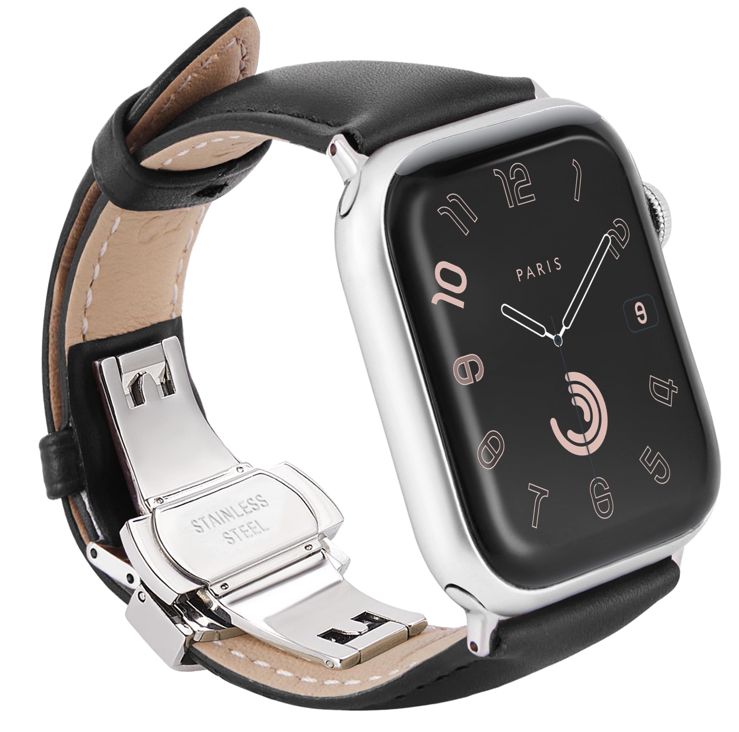 [Sea Sha]互換性のある apple watch ダンス楽隊44MM 45MM 46MM 49MM本革/商行為用 アップルウォッチ 胴締め46粍うしろ押し式Ｄバックル手作りApple Watch Ultra2/1,Apple Watch Series10/9/8/7/6/SE/5/ 4に相応う(44粍/45粍/46粍/49粍,
