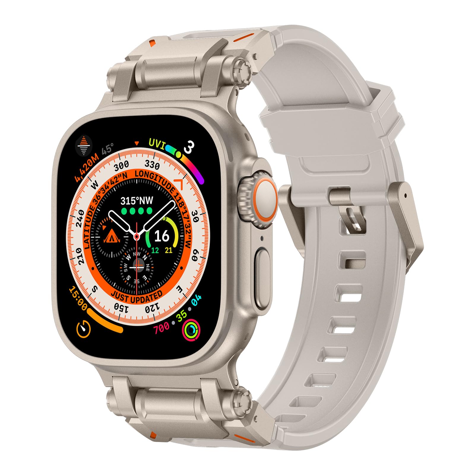 コンパチブル Apple Watch Ultra バンド 46mm49mm 45mm 44mm 42mmアップルウォッチシリコンベルト バンド 通気 防水 耐衝撃 メンズ iWatch Ultra2/Ultra Series 10 9 8 7 SE 6 5 4 3 (49mm 46mm 45mm 44mm 42mm(Series 3/2/1), チタ|T.M.Bストア