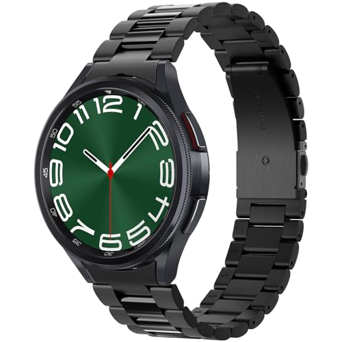 Spigen Galaxy Watch6 Classic ケース 47mm バンド ステンレス製 調整可 調整器具付き 交換ベルト チェーン メタル 3連 ベルト おしゃれ モダン・フィットAMP06490 (ブラック)