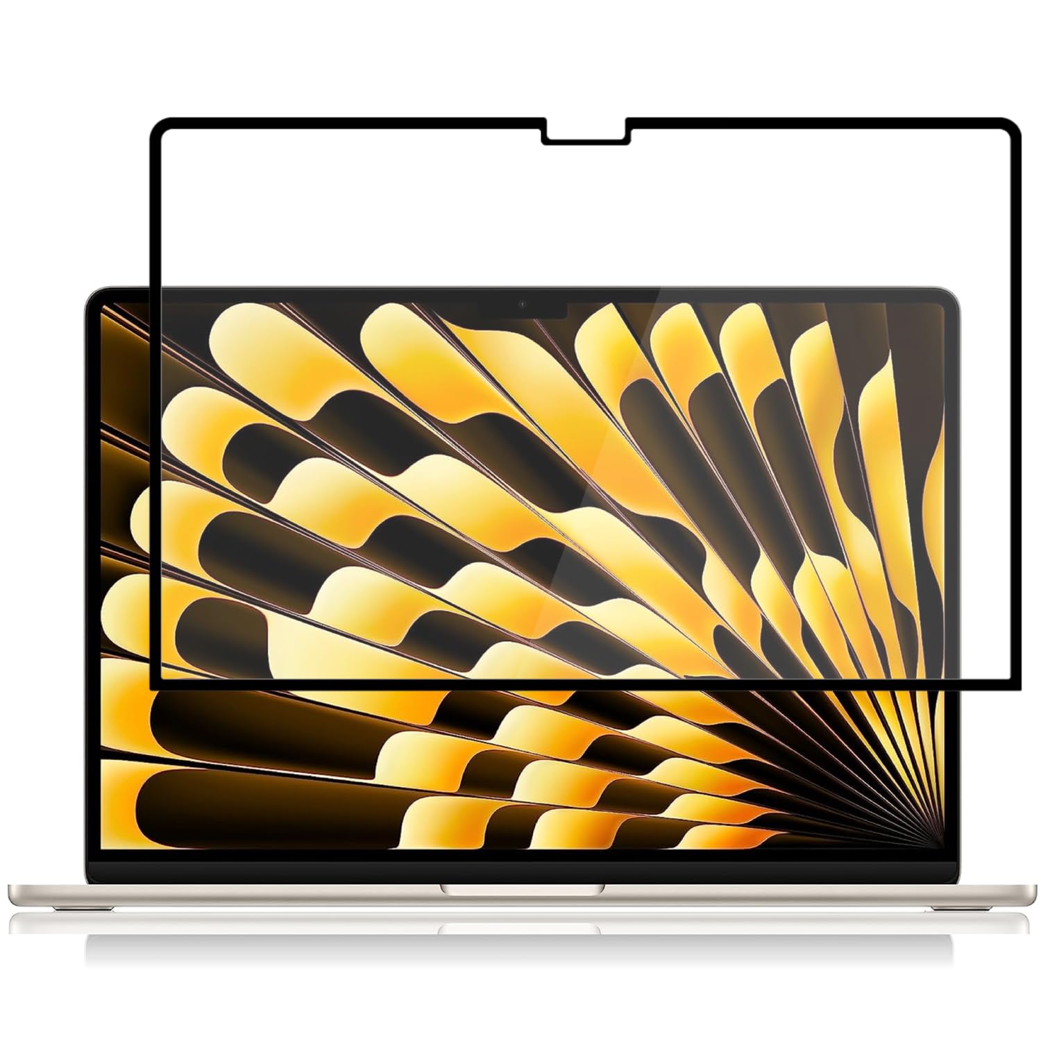 LOE(ロエ) MacBook Air 15 M3 M2 ブルーライトカット 保護フィルム 枠粘着式 繰り返し 脱着可能 ウェブカメラカバー 付き (マックブックエアー 15インチ 2023 A2941 2024 A3114)