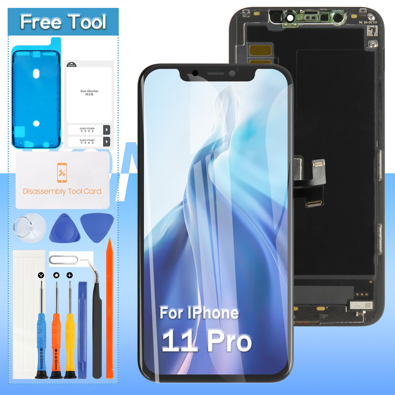 A-MIND For iPhone 11 Pro 液晶ダイアログボックス 画面取り替えっこ取りつくろう用 タッチパネルセット 5.8 in A2215, A2160, A2217 LCD 画面取り替えっこ 向こう正面ダイアログボックス 映写幕取りつくろう部分品 デジタイザー 取りつくろう物の具書き割り付き添い人+保護することフィル