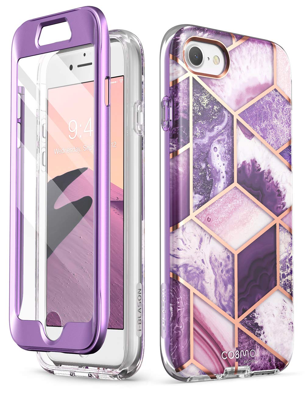i-BLASON iPhone SE (第3世代) ケース 2022 / iPhone SE [第2世代] / iPhone 8 / iPhone7 ケース 2020 新型 二重構造 バンパー 液晶内置フィルム付き 全面保護 綺麗なデザイン [Cosmo Series]