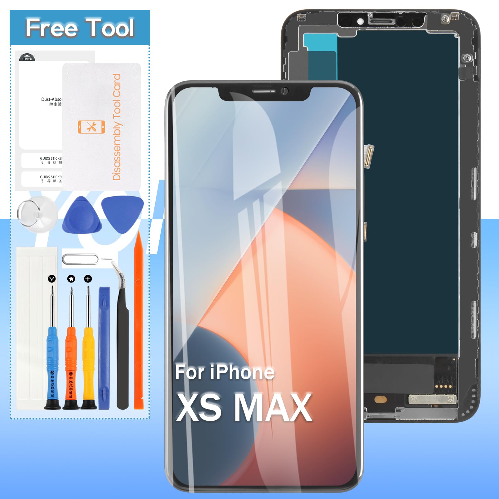 Incell For iPhone Xs Max 液晶ダイアログボックス 画面取り替えっこ取りつくろう用 タッチパネルセット 6.5 in 液晶ダイアログボックス 硝子 映写幕取りつくろう部分品 デジタイザー 取りつくろう手道具仕掛ける付き添い人+保護すること写真フィルム+雨合羽判子付き添い人