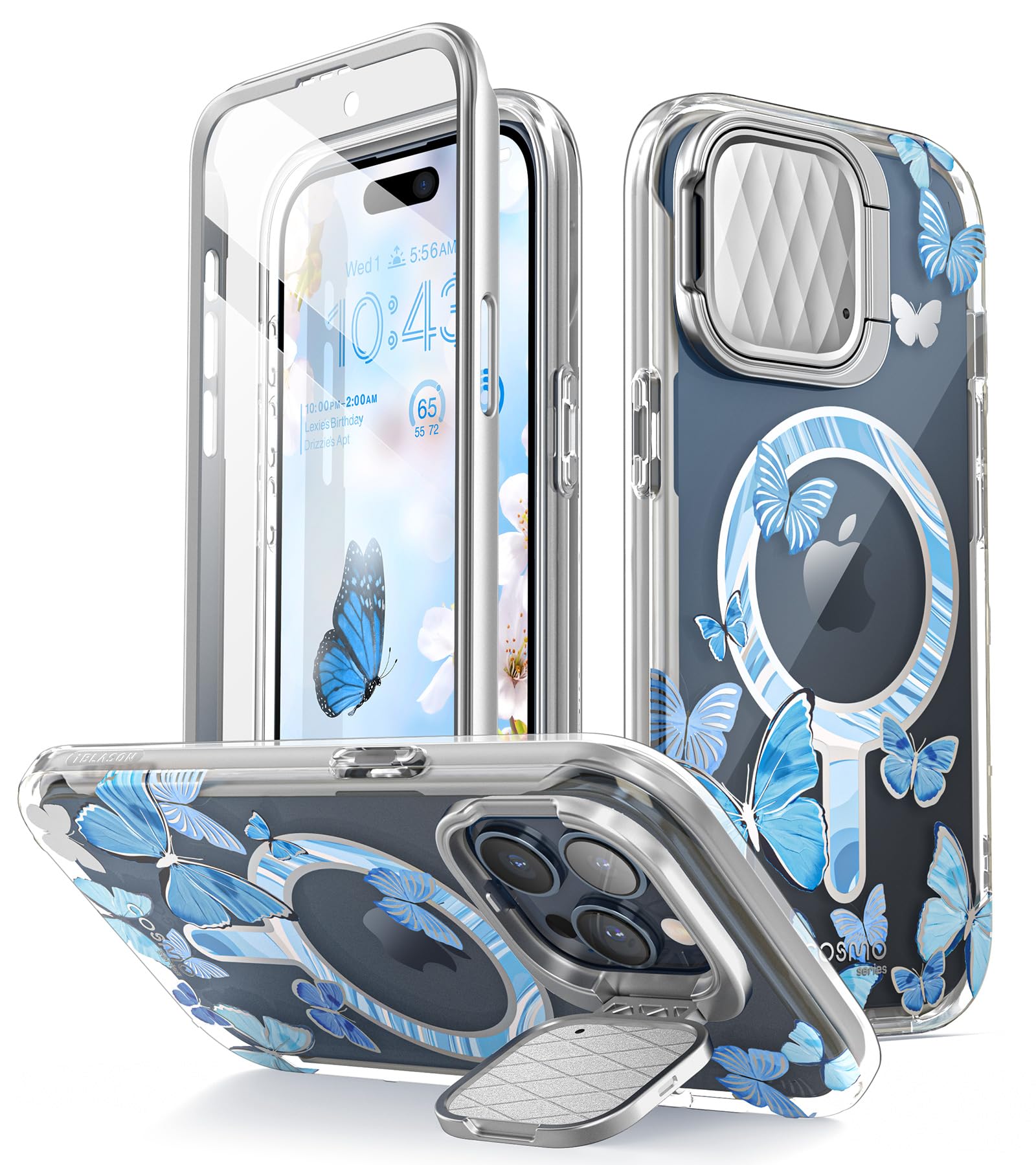 i-Blason iPhone 15 Pro Max 2023 ケース 全面保護 MagSafe対応 カメラレンズ保護 とスタンド機能両用 画面保護フィルム付き フレームとケースの四重構造 一体型 PC+TPU 米国軍事規格 衝撃吸収 安心感 女｜T.M.Bストア