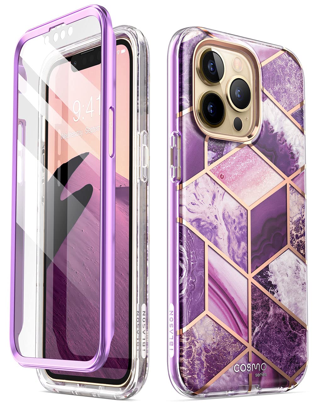 i-Blason iPhone13Pro Max ケース 6.7インチ 2021 全面保護 耐衝撃 米軍MIL規格取得 画面保護フィルム バンパー＆ケースの三重構造 一体型 PC+TPU衝撃吸収 安心感 ワイヤレス充電対応 女性向け おしゃれ