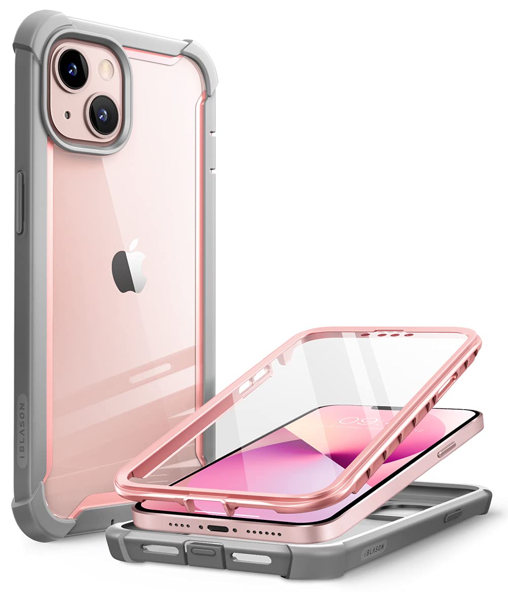 i-BLASON iPhone13Mini ケース 5.4インチ 2021 液晶保護フィルム付き 米国軍事規格取得 360°保護 耐衝撃 防塵 衝撃吸収 耐久性 密着 ケーブル充電可能 背面クリア Aresシリーズ