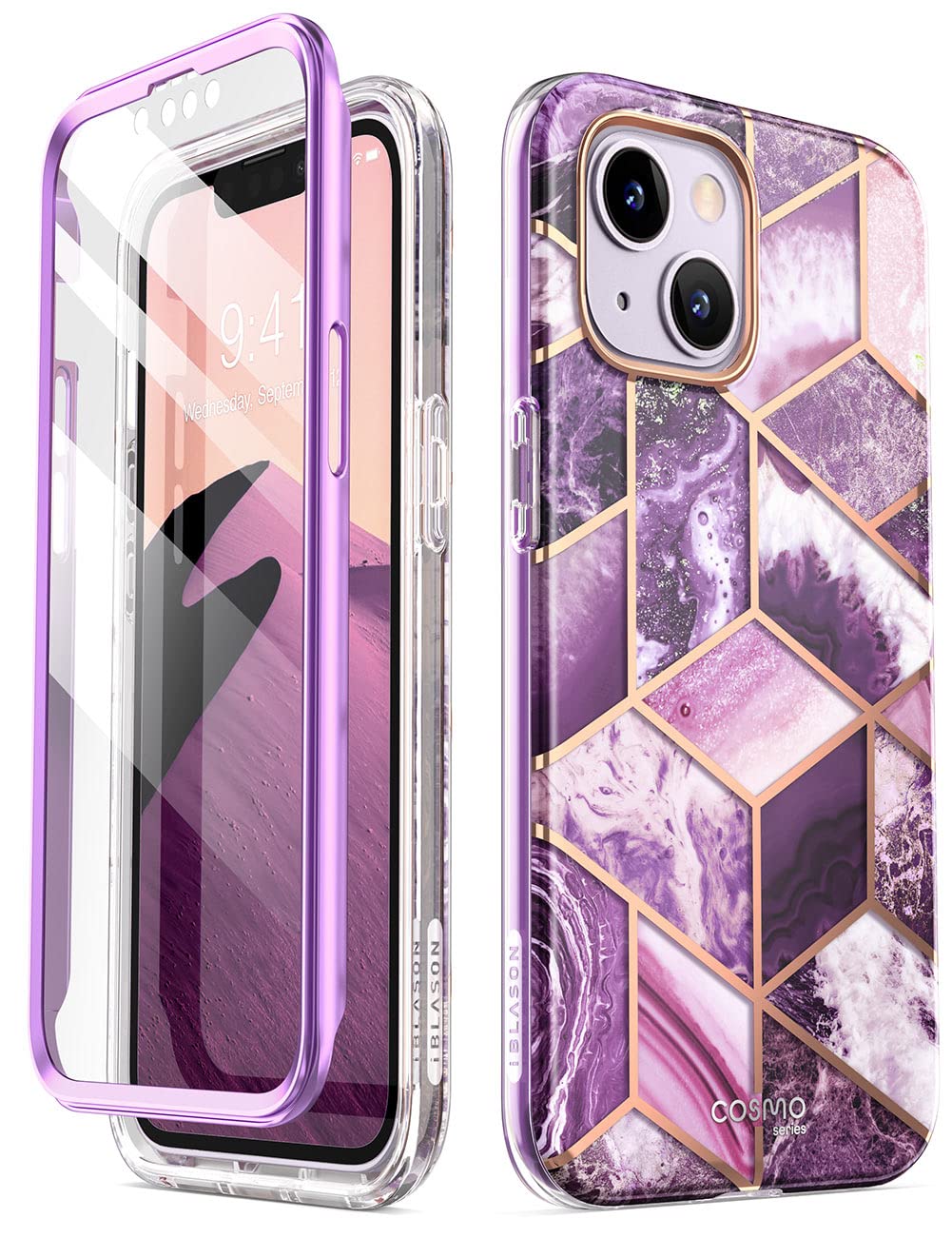 i-Blason iPhone14 Plus ケース 6.7インチ 2022 全面保護 耐衝撃 米軍MIL規格取得 画面保護フィルム バンパー＆ケースの三重構造 一体型 PC+TPU衝撃吸収 安心感 ワイヤレス充電対応 女性向け おしゃれ