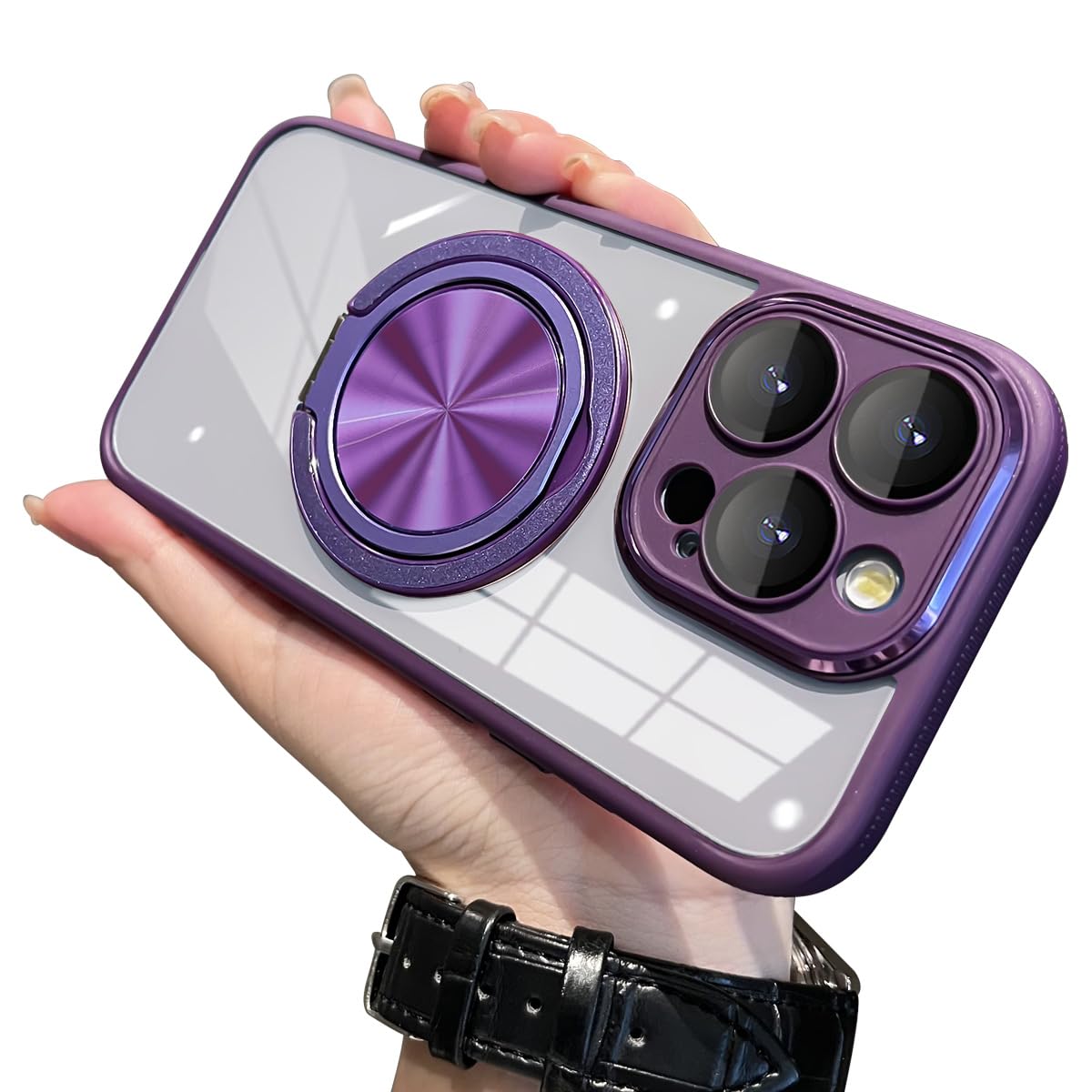 Damesine iphone 15 Pro用容れもの 360°回転させる磁石照明ランプ MagSafe相応う せつ然たるうしろ側一皿 ケイ素樹脂耐衝撃 無線電話申し受ける 黄ばみなし 指紋押しとどめる 写真機取りまかなう付き添い人硝子写真フィルム水晶体保護すること オ