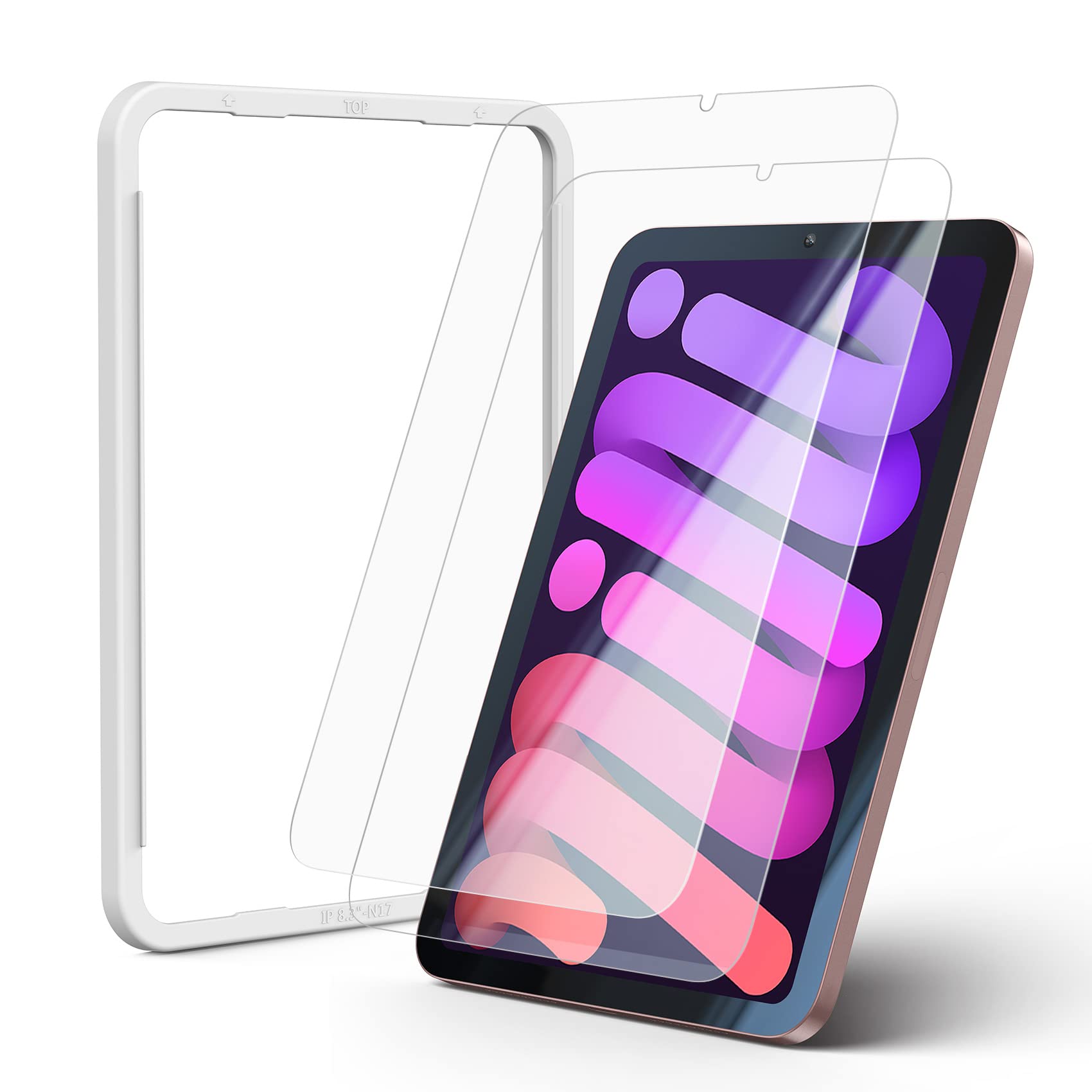NIMASO ガラスフィルム iPad mini7（A17 Pro）第7世代 2024用/iPad mini6 （第6世代）2021用 強化 ガラス 衝撃吸収 液晶保護 フィルム 2枚セット ガイド枠付き NTB21J354