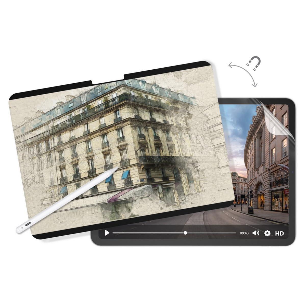 【MagEasy】 iPad Pro 2024 11インチ 対応 フィルム 2枚 セット 紙のような書き心地 マグネット 着脱式 指紋防止 さらさら 紙質 イラスト 保護フィルム [ アイパッドプロ 11 M4 対応 ] Easy Paper Pro (2 in 1