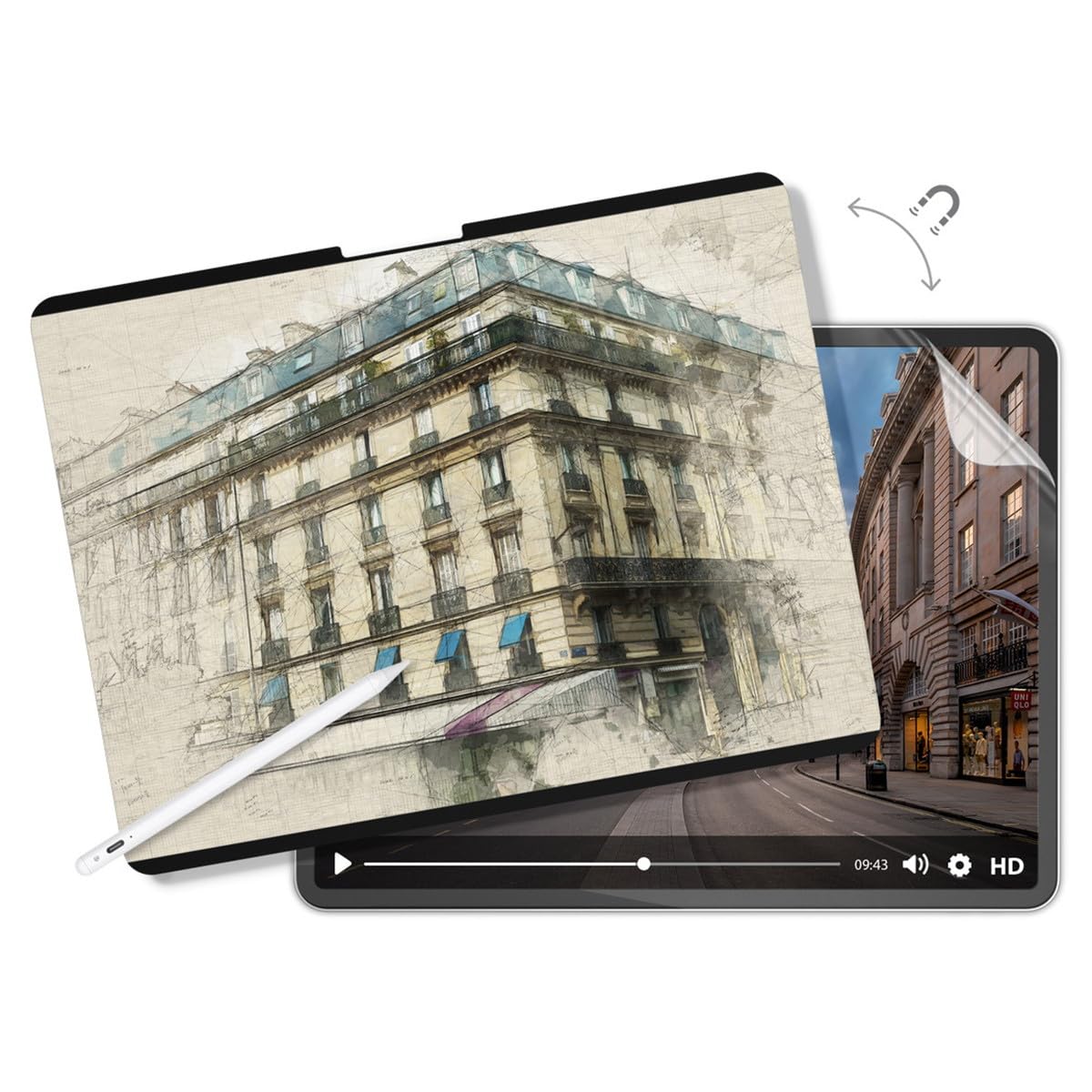 【MagEasy】 iPad Air 13in M2 相応う 写真フィルム 2枚 仕掛ける 紙のような書き気味合い 磁石 着脱式 指紋押しとどめる さらさら 紙質 小間絵 保護すること写真フィルム [ iPadAir アイパッドエアー 13 2024 相応う ] Easy Paper