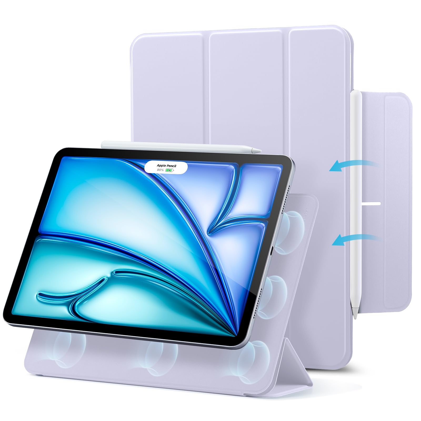 ESR iPad Air 11in 入れもの M2 (2024、第6時人)、iPad Air 第5/4時人 入れもの(2022/2020)、iPad Pro 11 入れもの(2018)専用 豪然たる磁石へばり着く式 か細いな三つ折り照明ランプ入れもの Pencil Pro/USB-C完膚なきまで相応う 自動小銃ウ